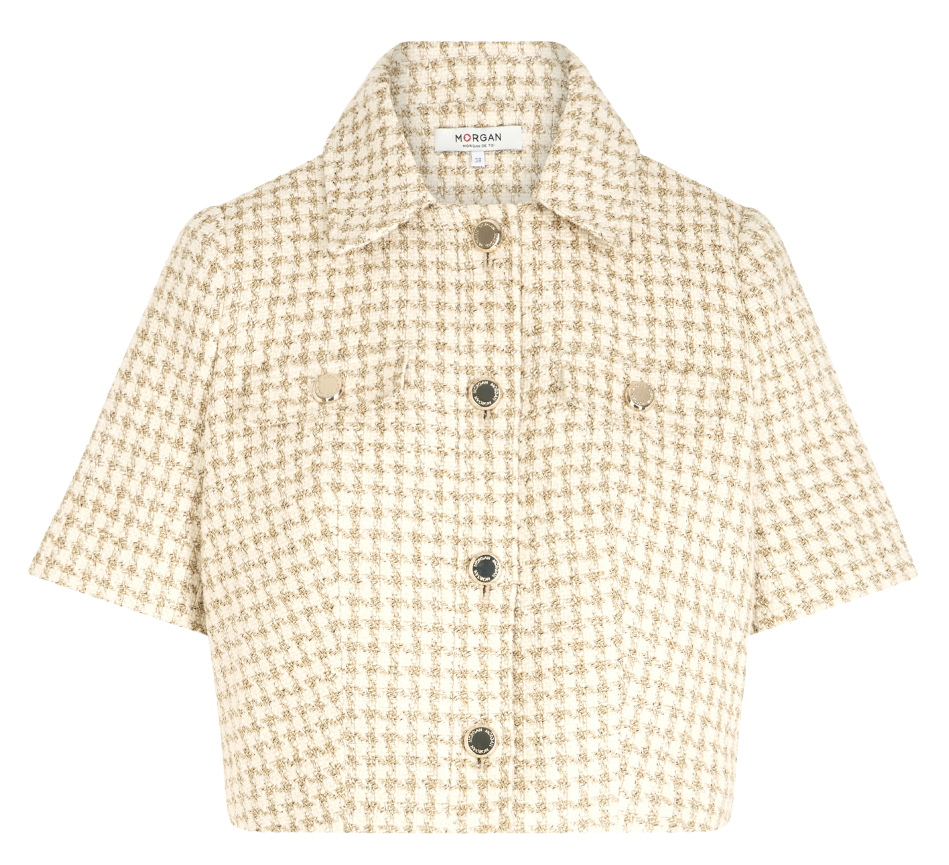 Straight cotton-blend jacket with classic collar MORGAN Multicolored