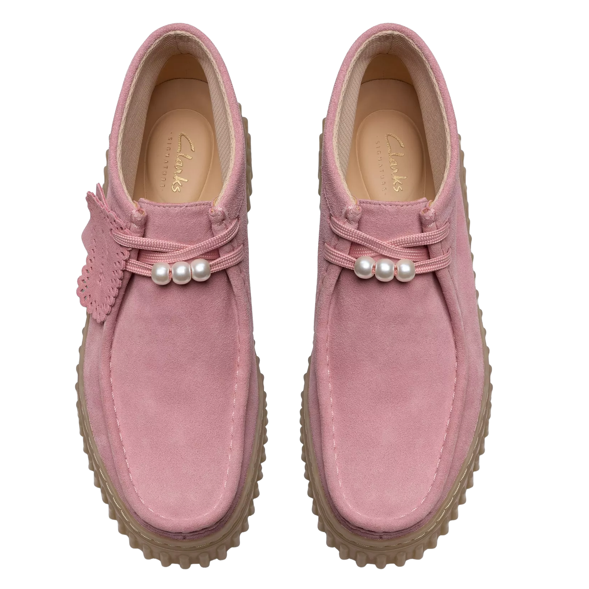 Derby's van veloursleer CLARKS Roze