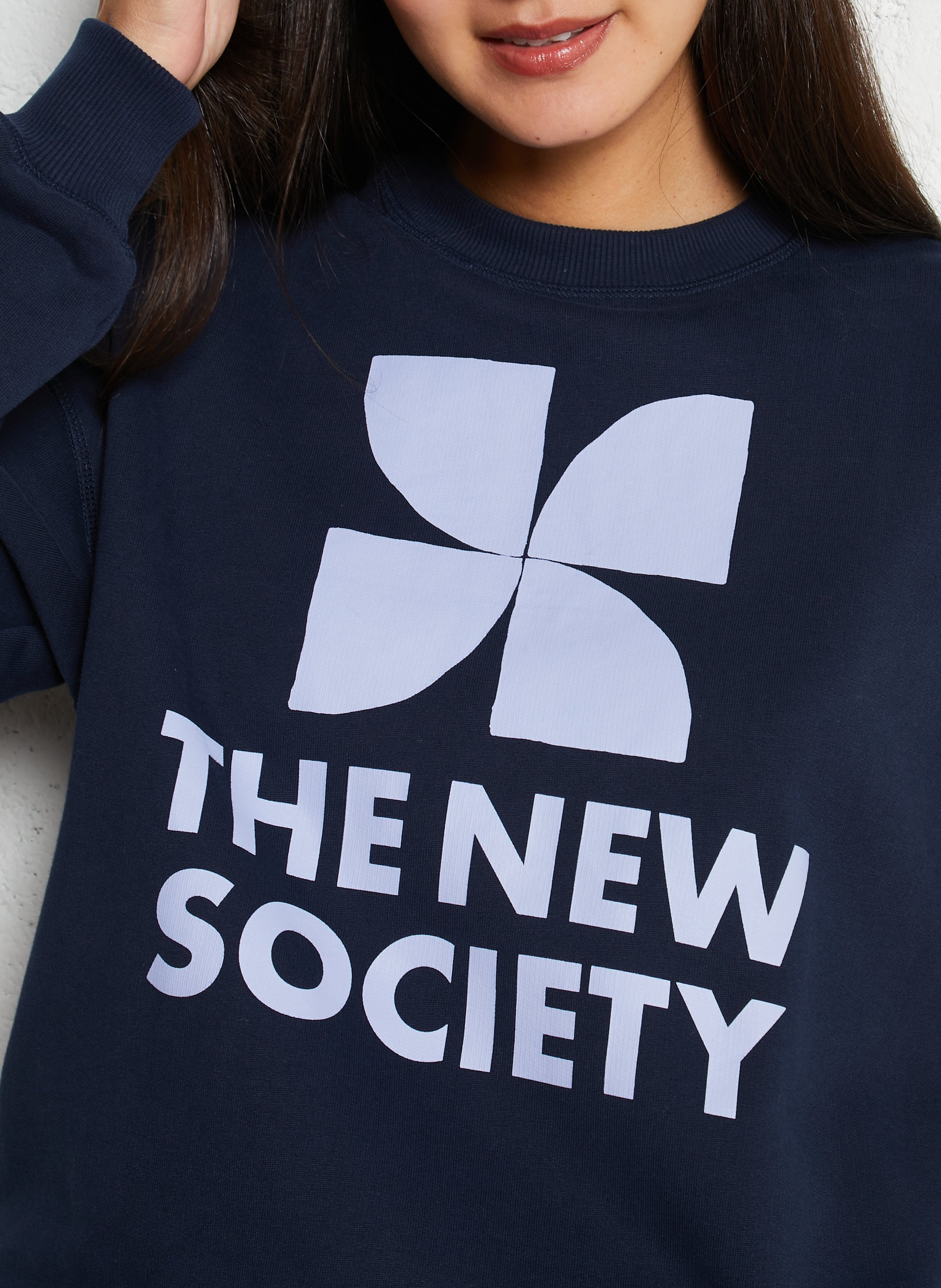Rechte, katoenen sweater met ronde hals THE NEW SOCIETY Blauw
