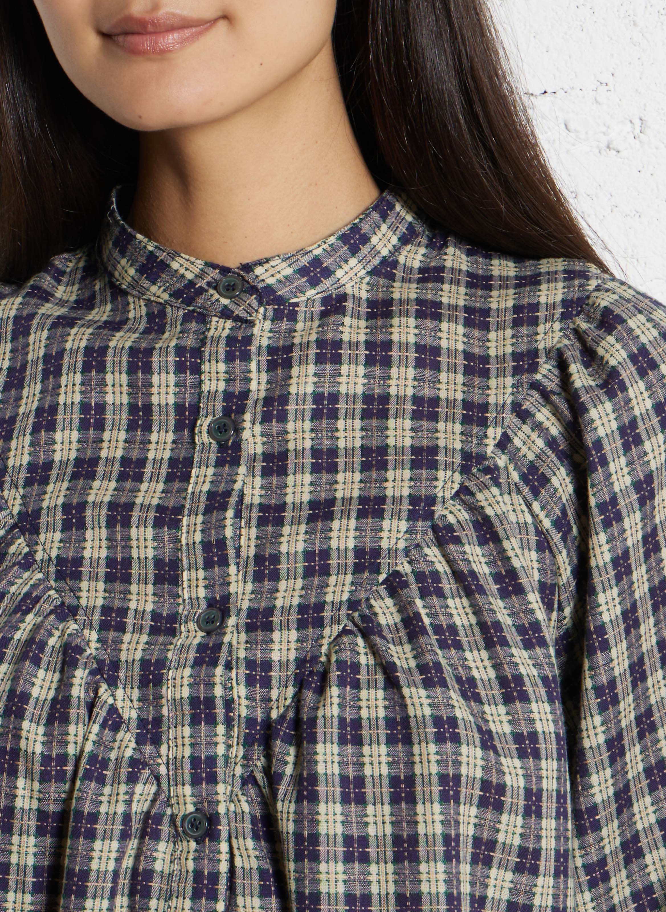 Baumwollbluse mit Rundhalsausschnitt THE KORNER Blau