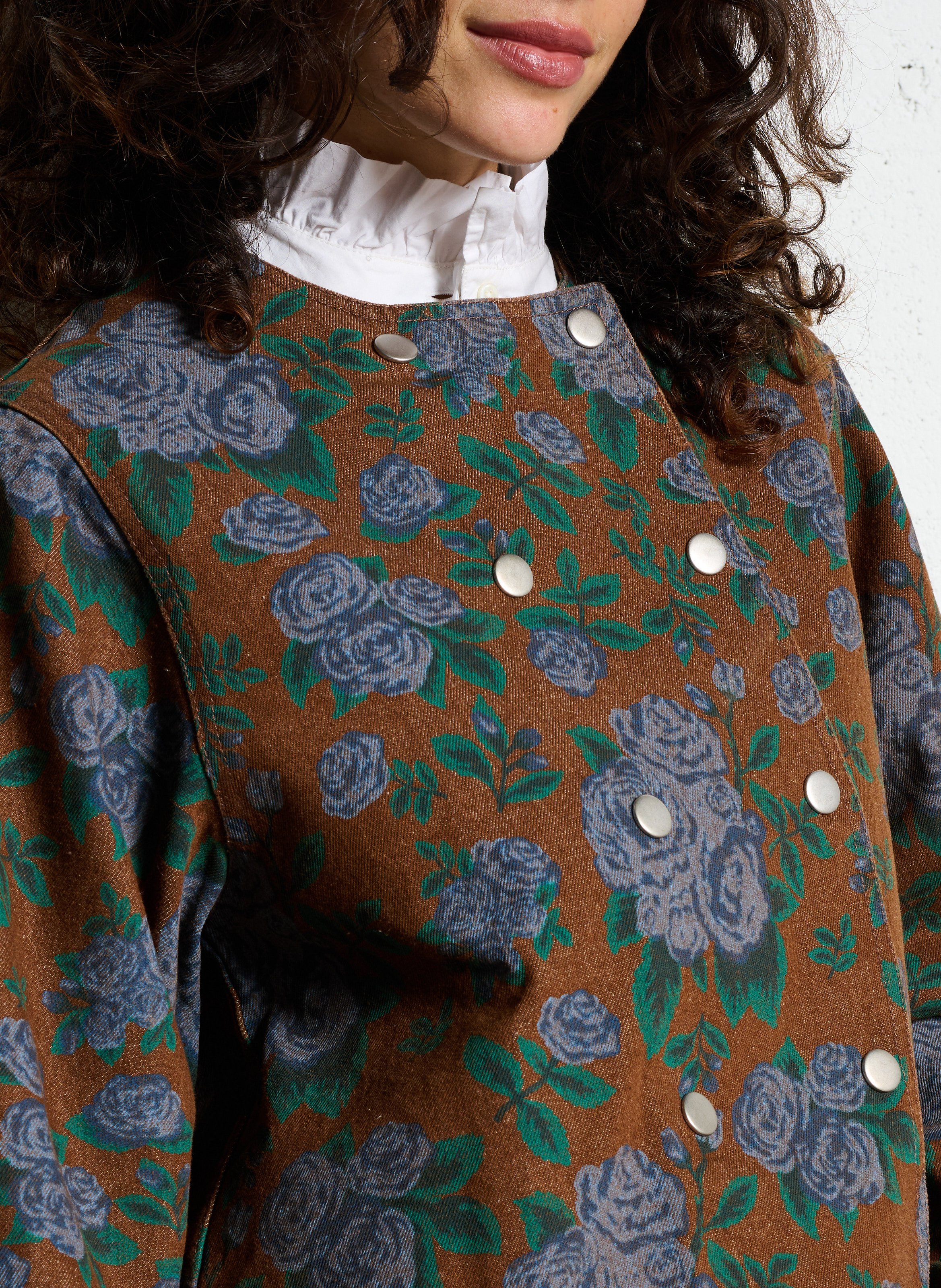 Short oversized coat in blended cotton. THE TINY BIG SISTER Brown