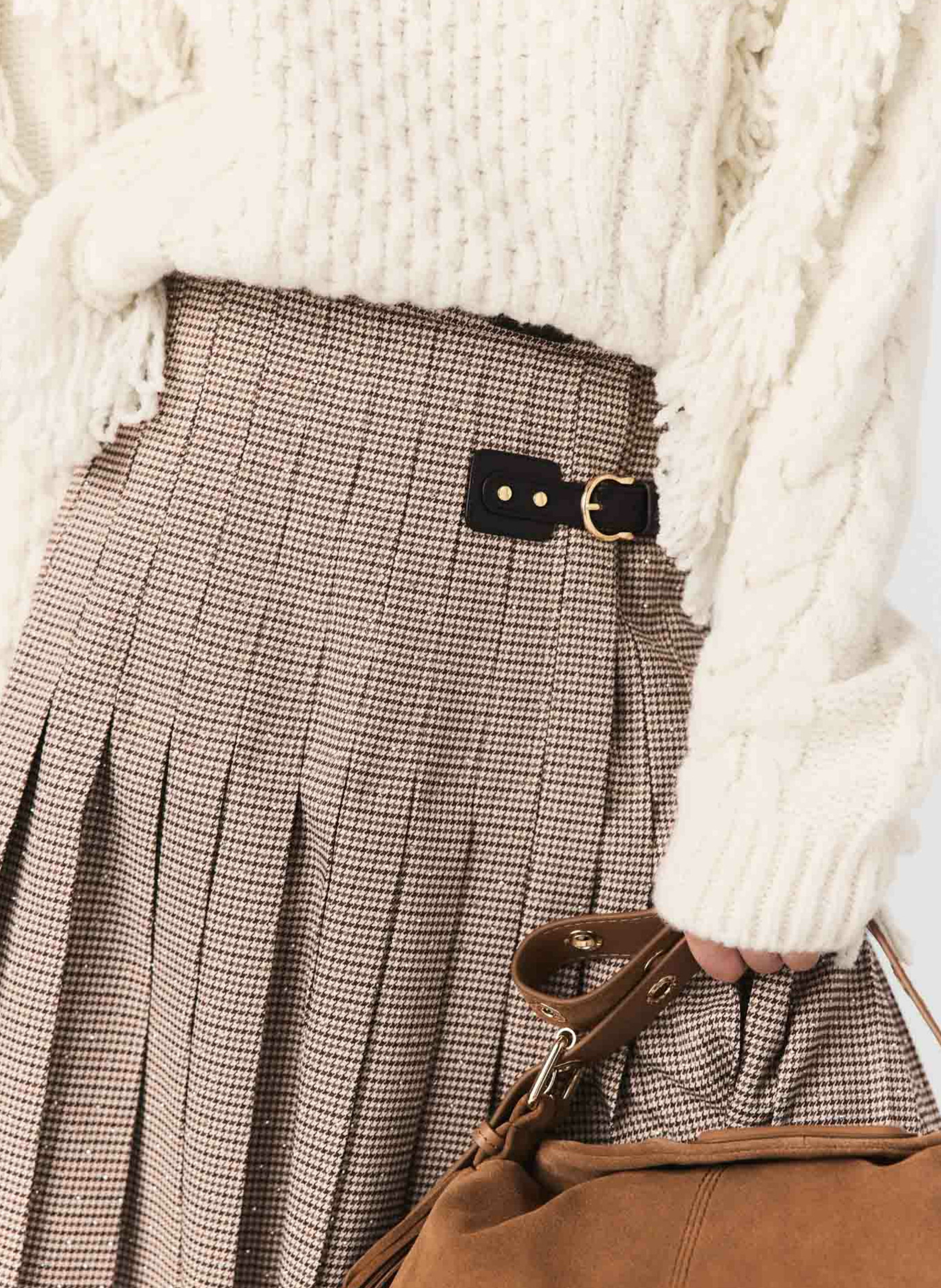 Ausgestellter Midi-Faltenrock MAJE Braun