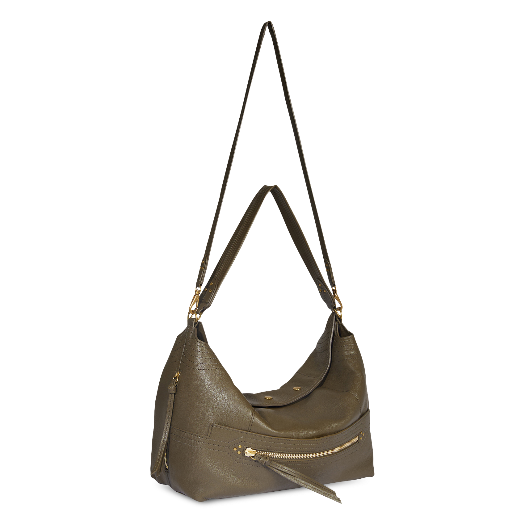 Sac baguette en cuir JEROME DREYFUSS Kaki