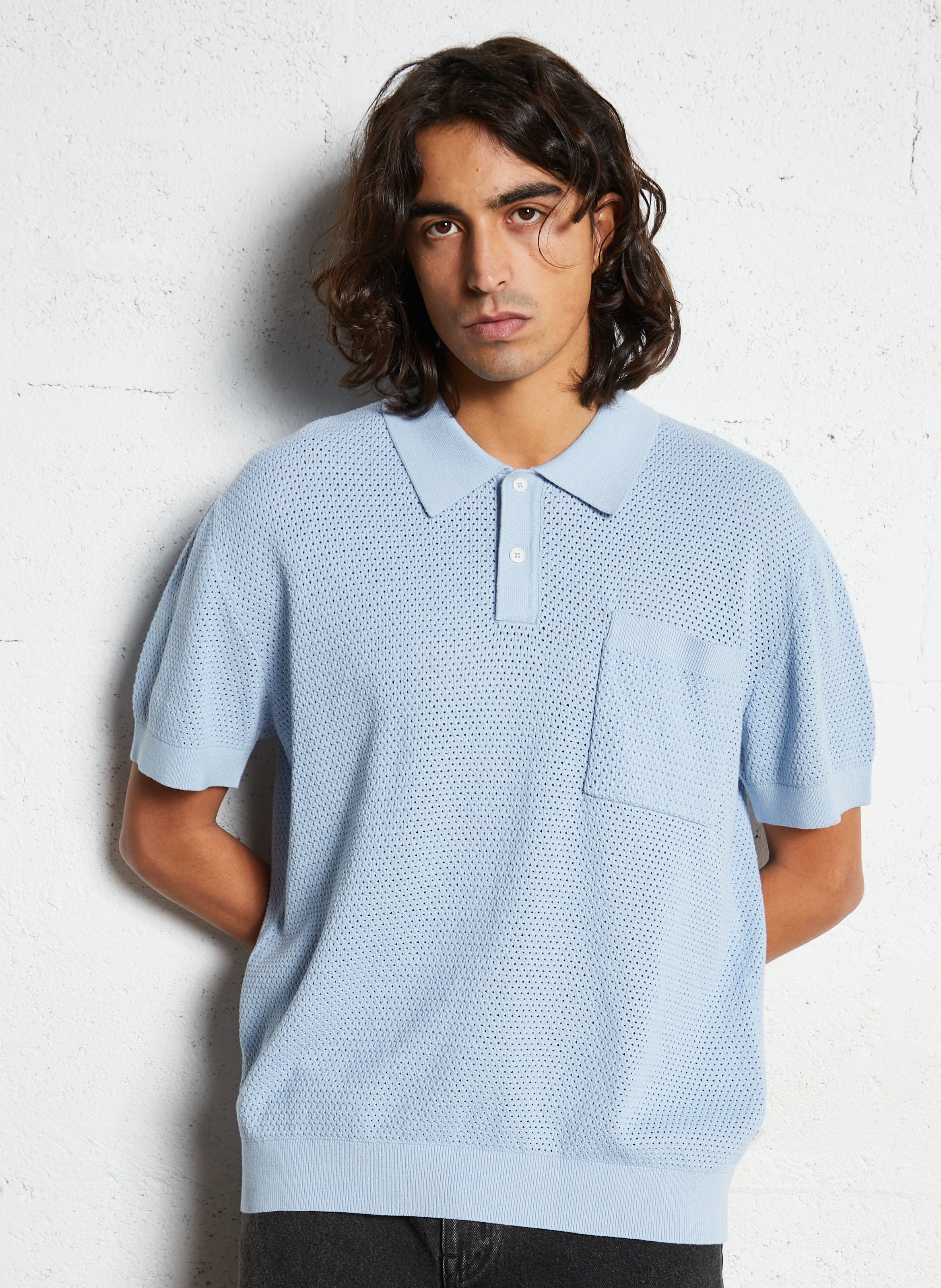 Oversized knit polo PEPE JEANS Blue