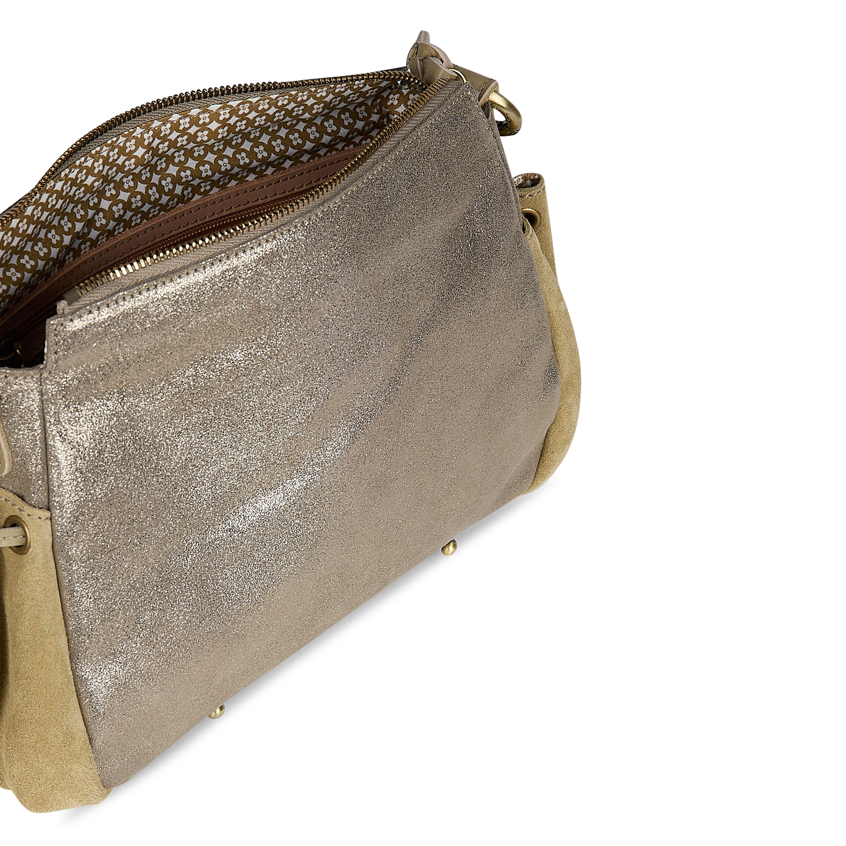 Umhängetasche mit Klappenverschluss aus Veloursleder MILA LOUISE Grun