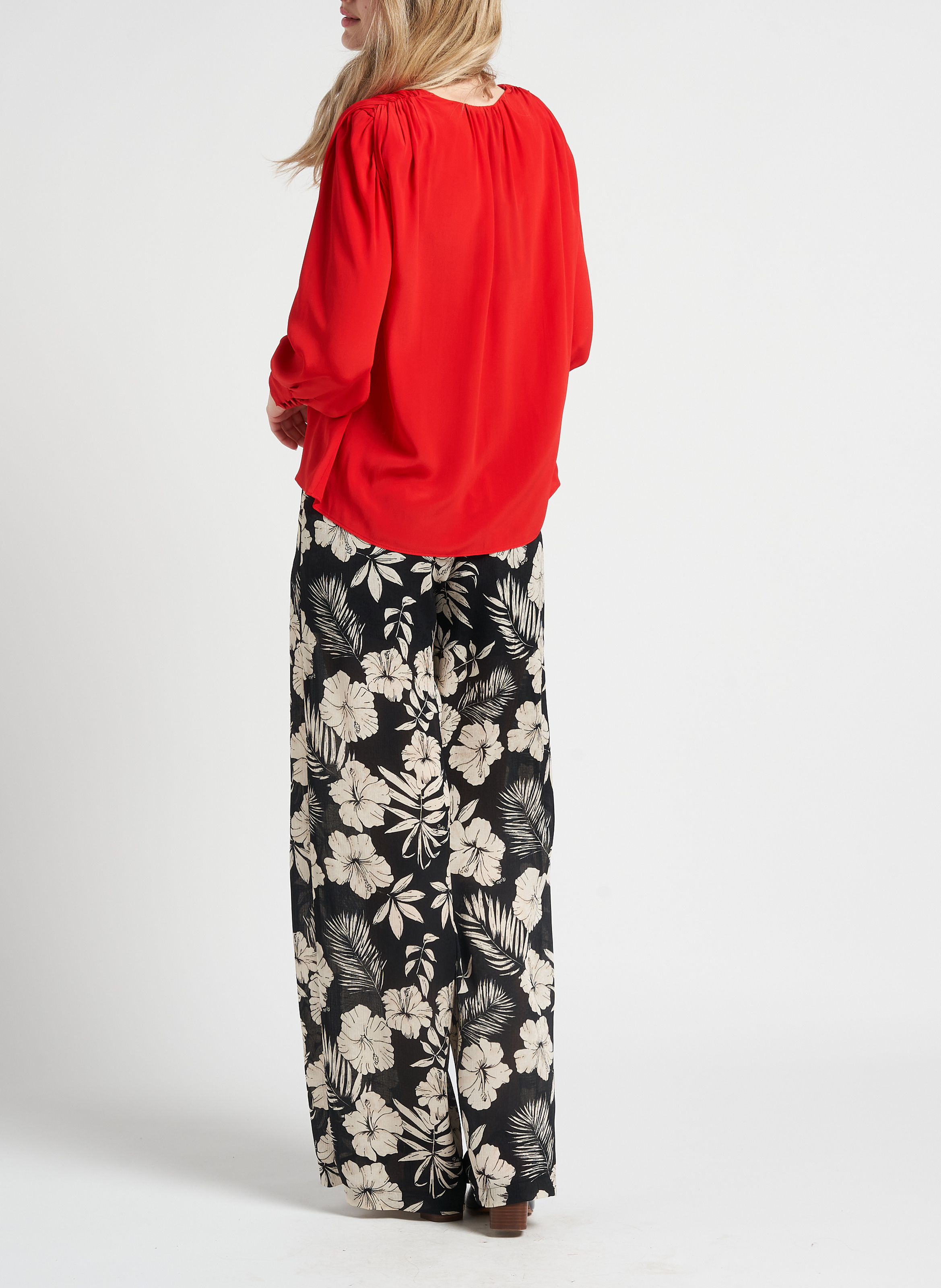 Ruimvallende blouse met V-hals PINKO Rood