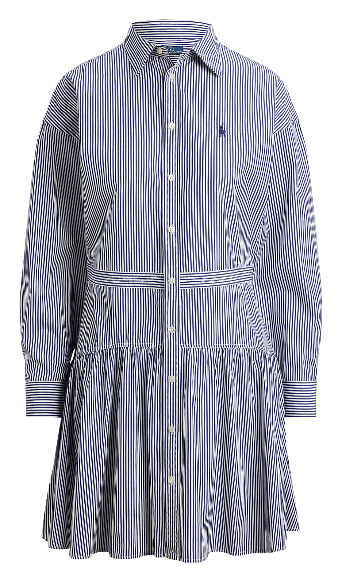 Robe chemise col classique rayée en coton POLO RALPH LAUREN Blanc