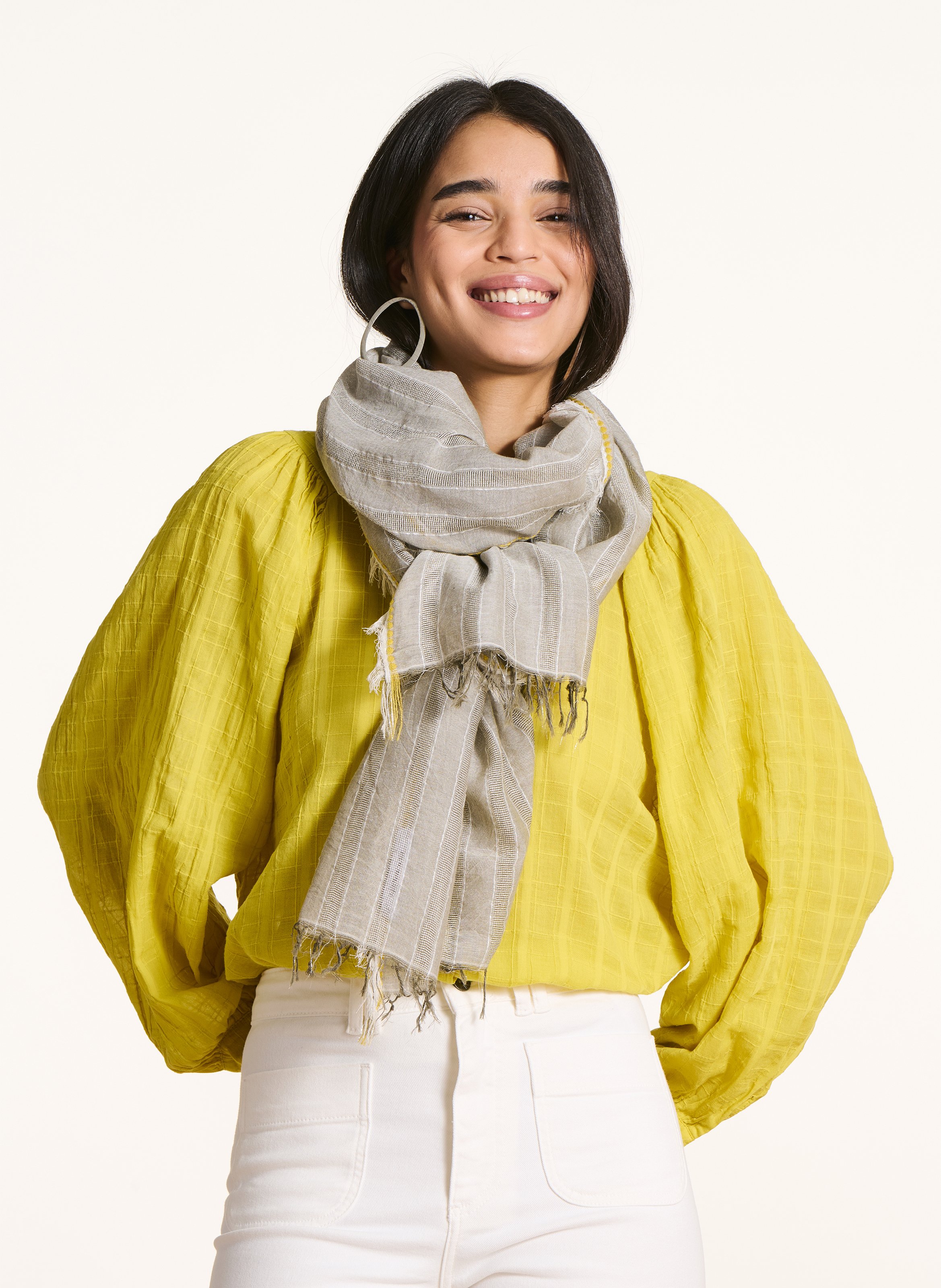 Cotton-blend floaty scarf LA FEE MARABOUTEE Green