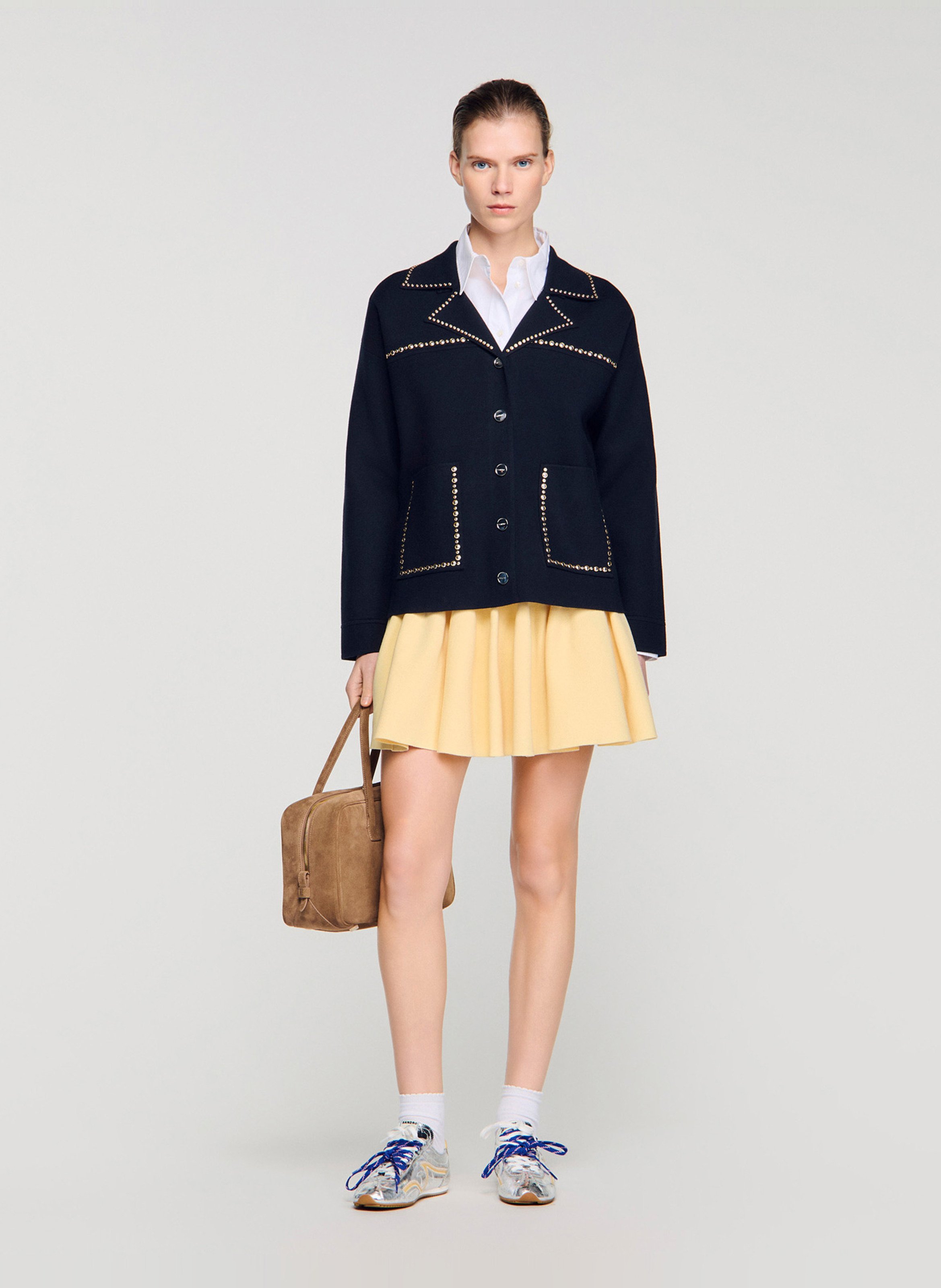 Oversized Tailored Collar Cardigan SANDRO Blue