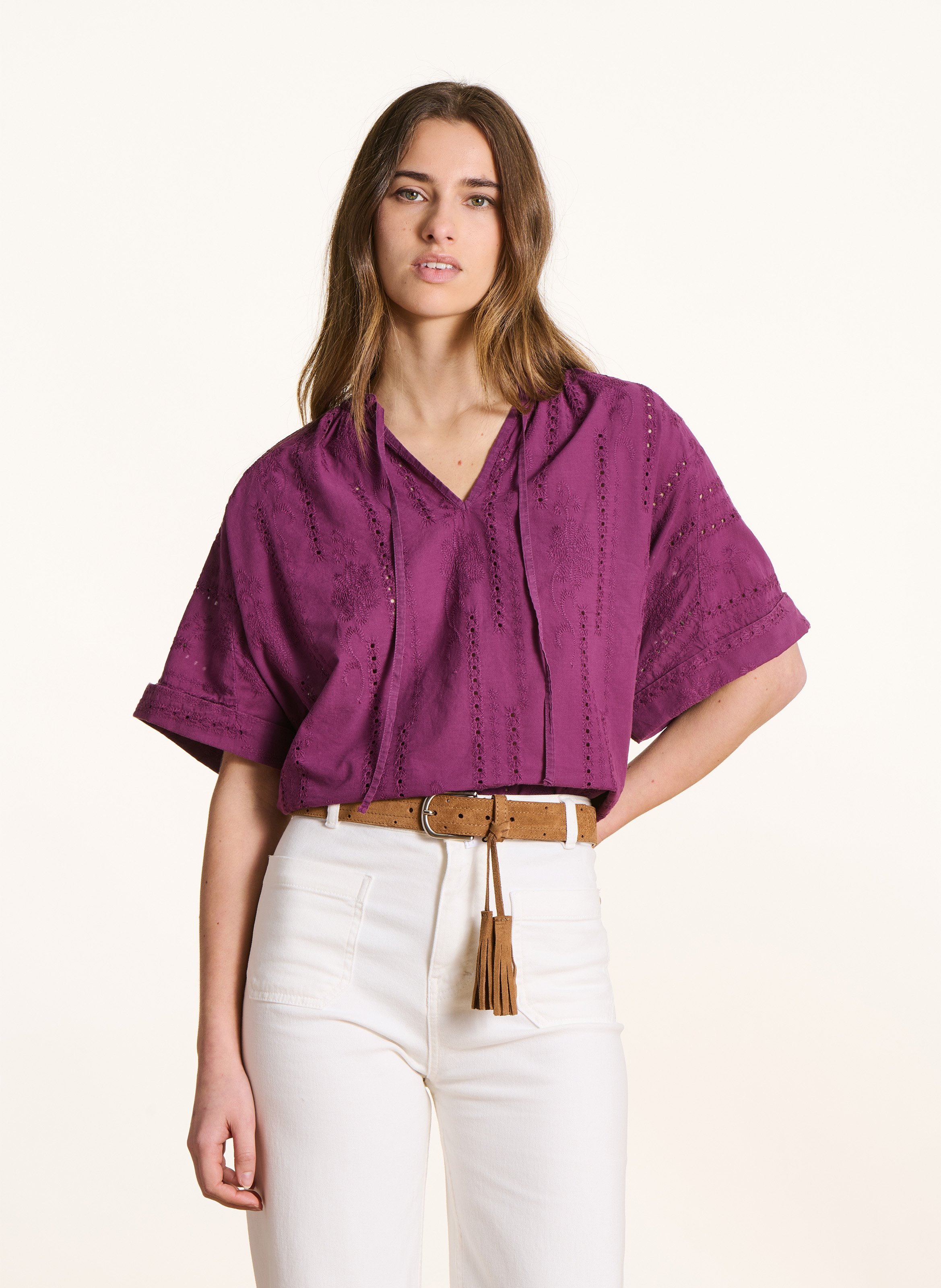 Blouse ample en coton LA FEE MARABOUTEE Violet