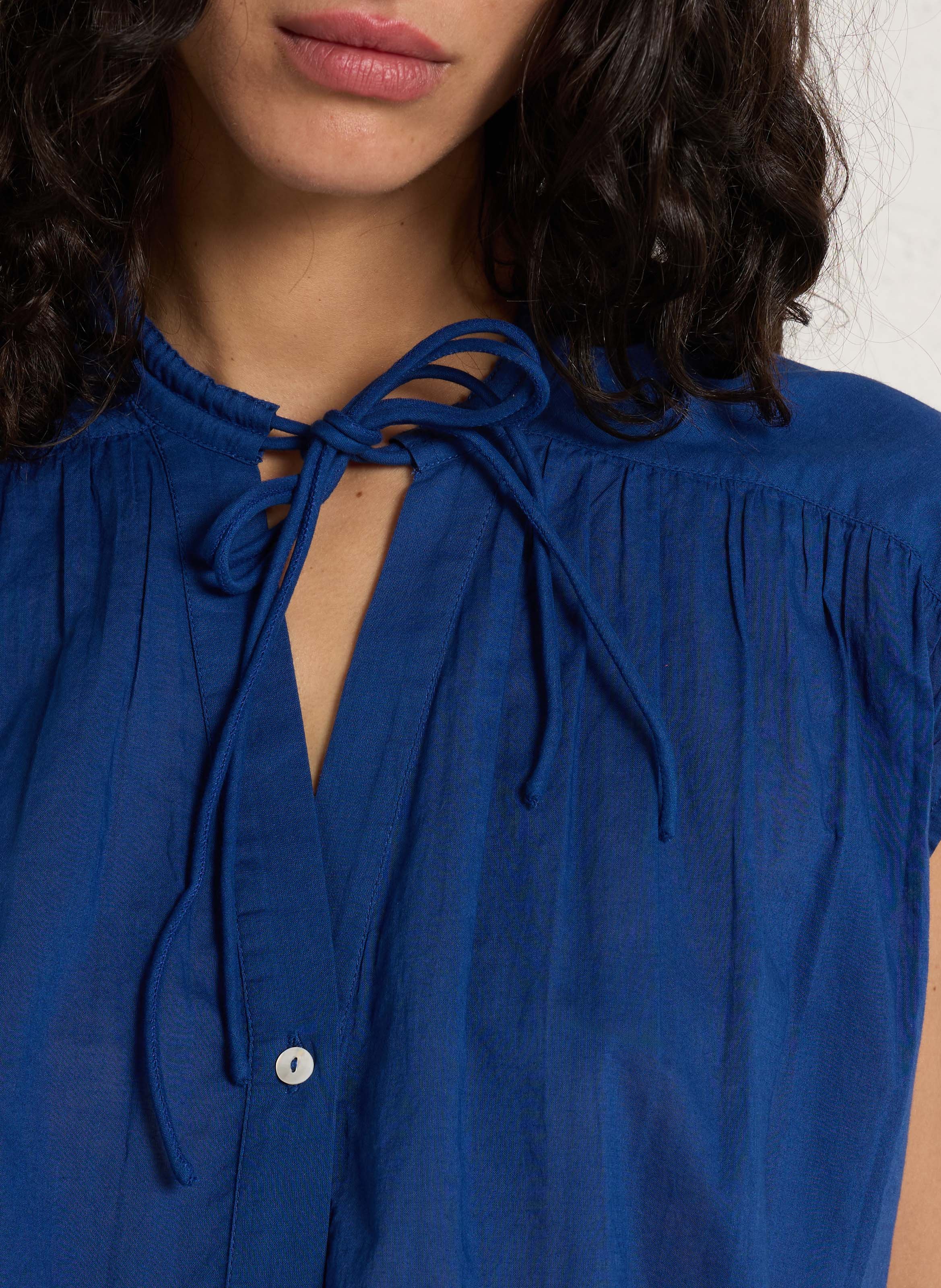 Blouse ample sans manches unie LEON & HARPER Bleu