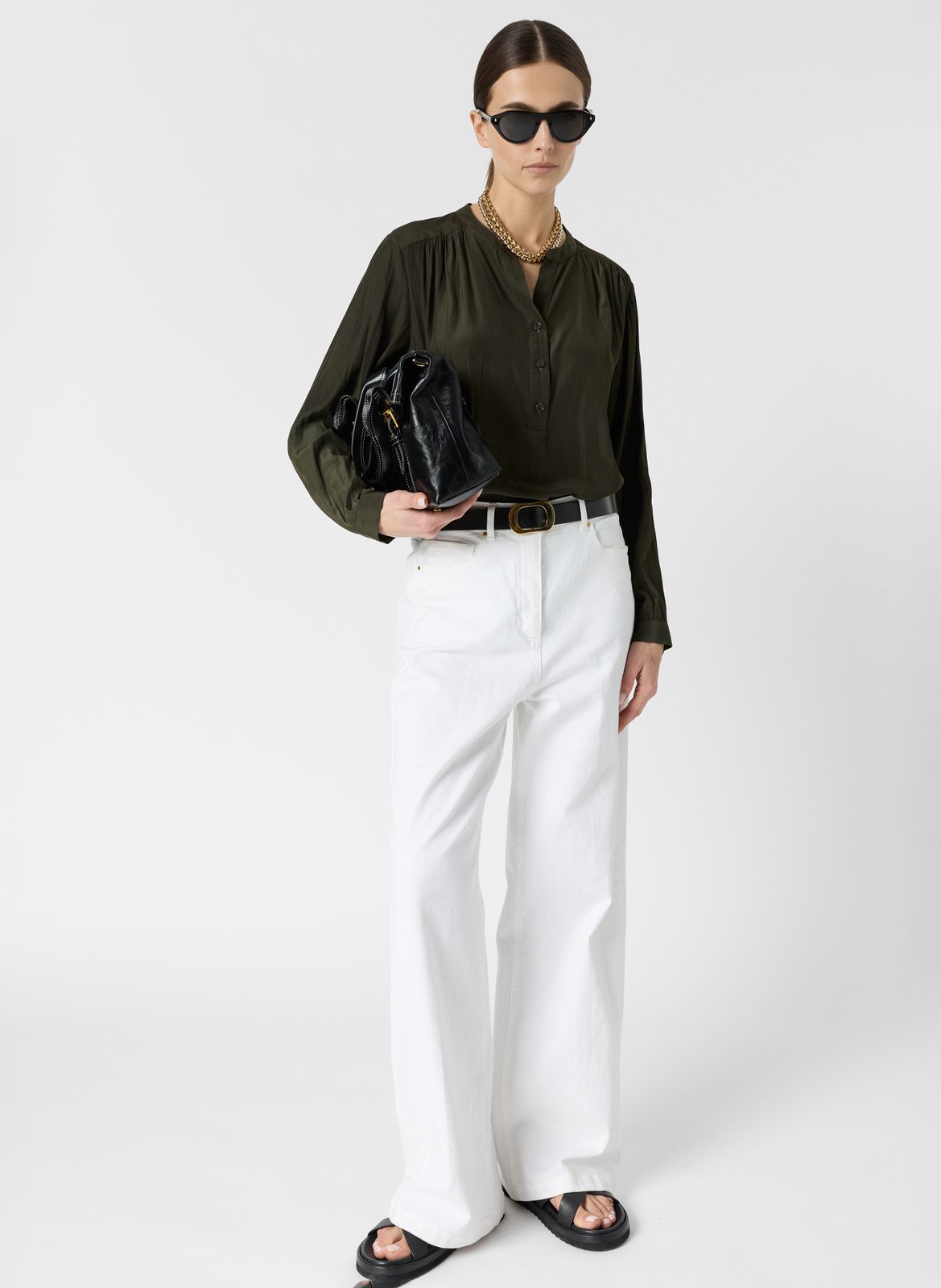 Chemisier droit col rond uni GERARD DAREL Vert