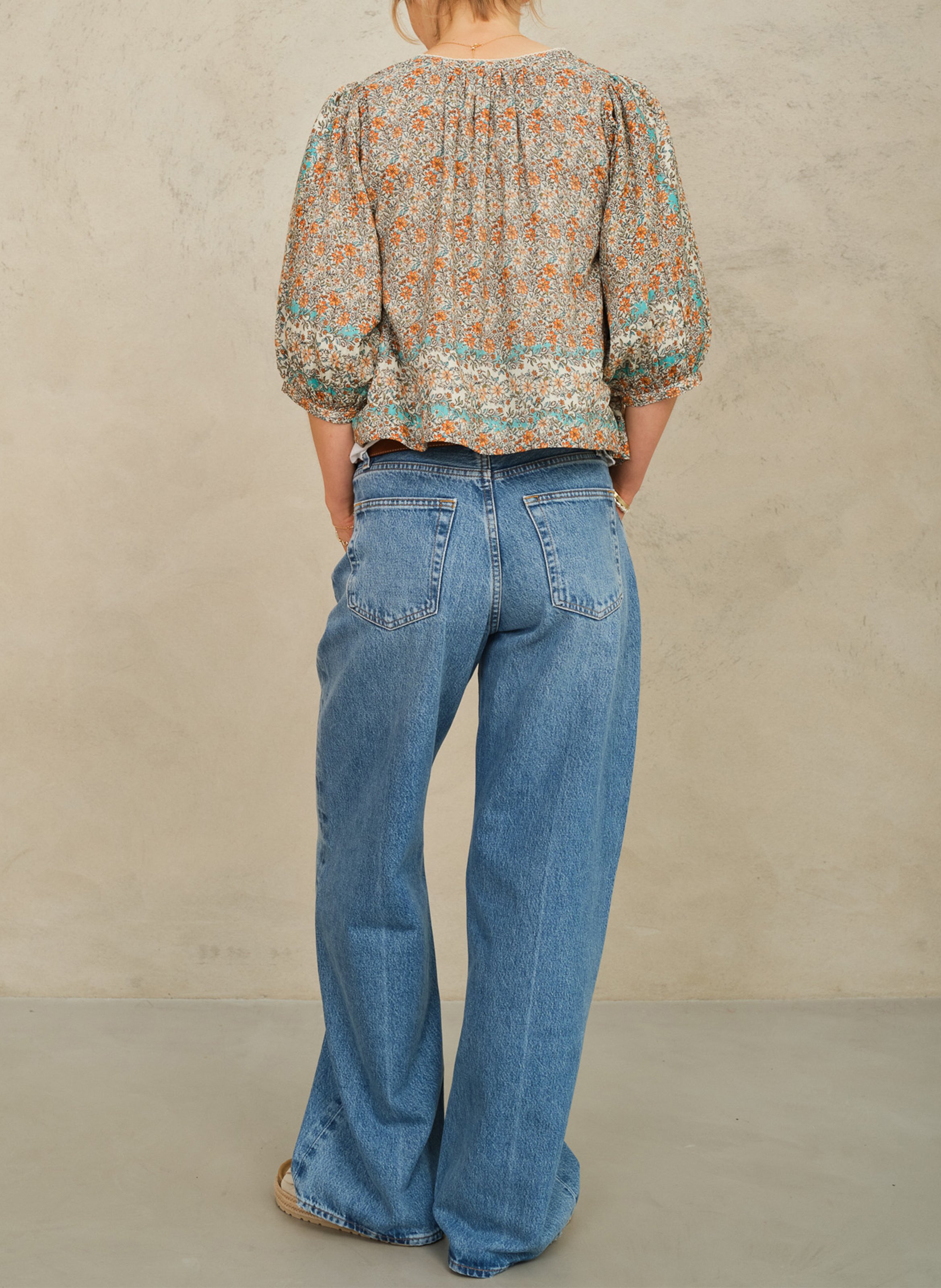 Recht katoenen jasje met ronde hals en print M.A.B.E Veelkleurig