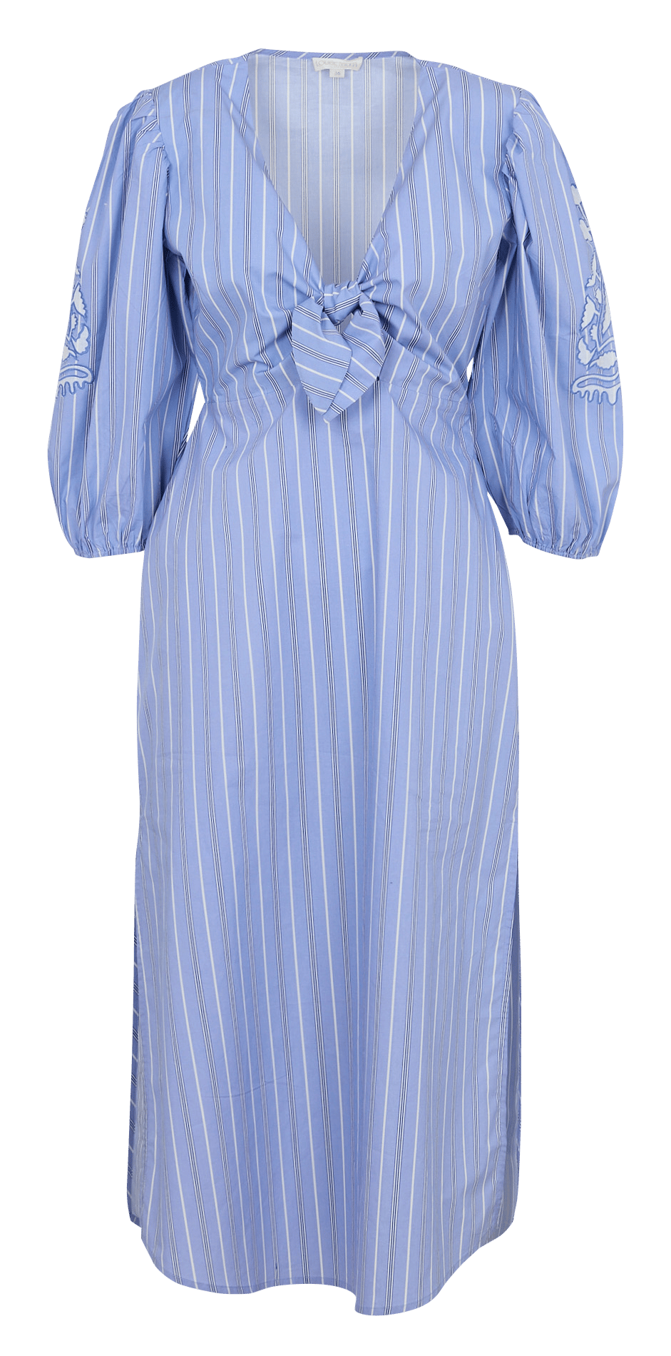Lange wijde jurk van katoen met strepen LOUISE MISHA Blauw