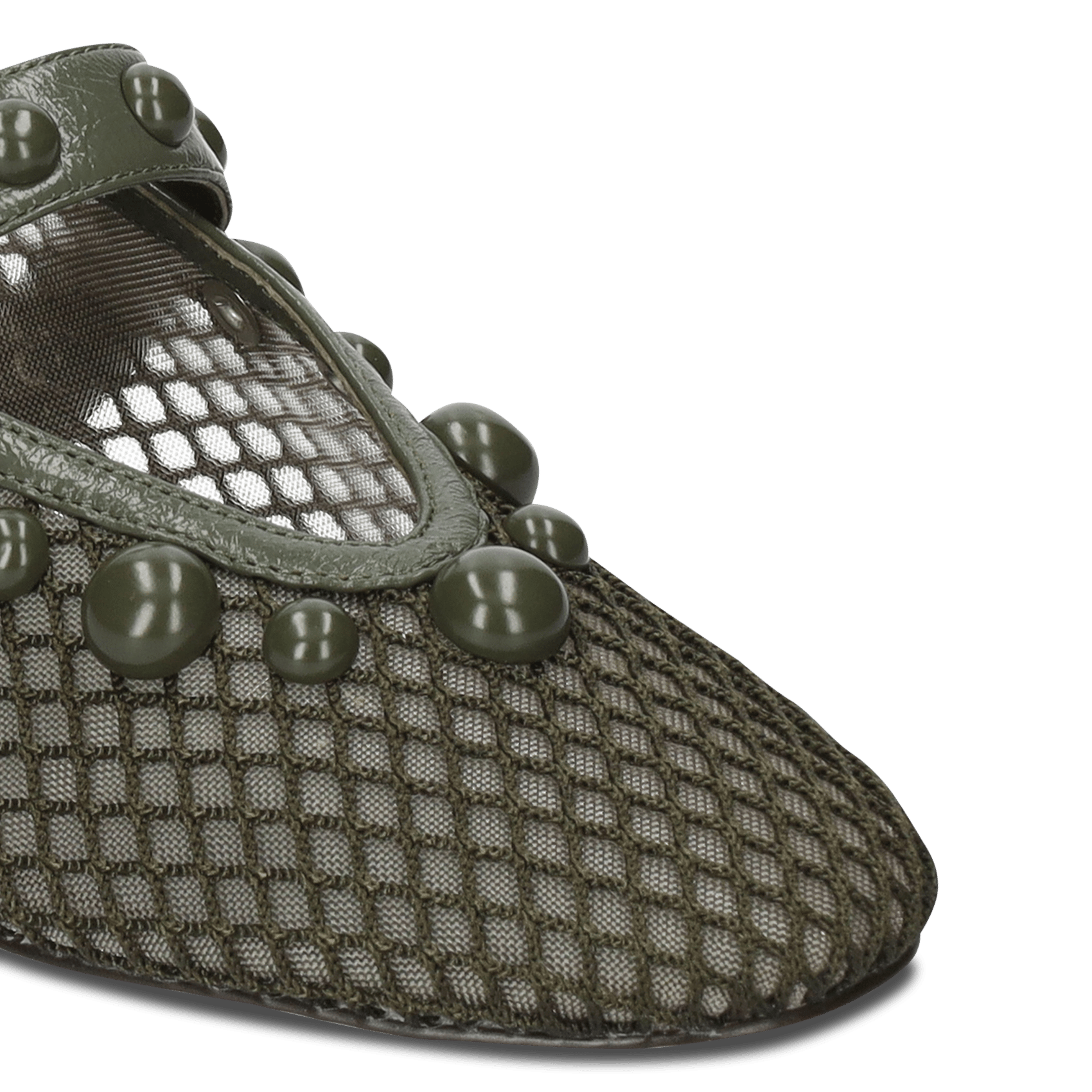 Ballerines plates à détails métalliques Kaki