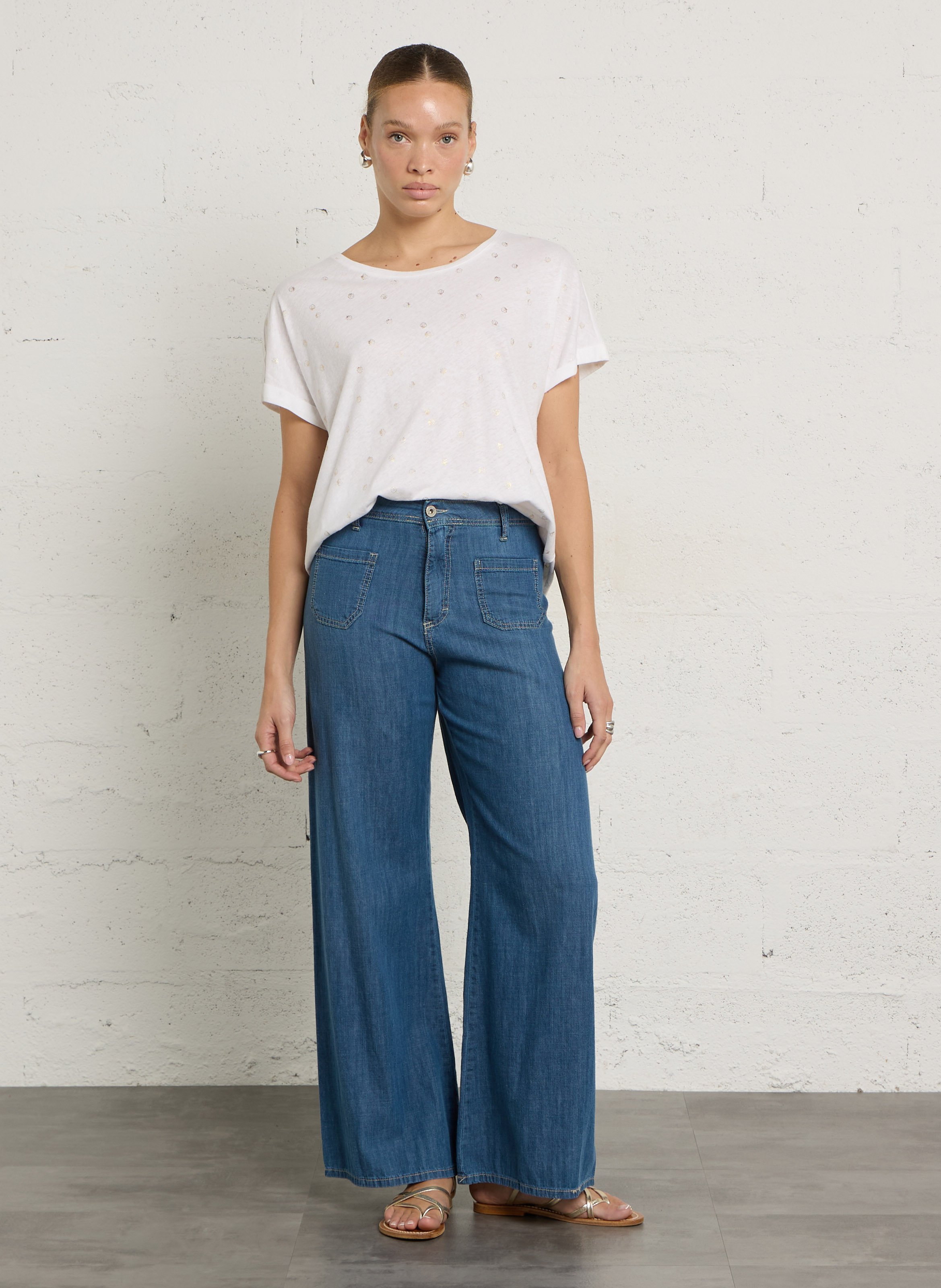 Jeans dritti colorati a 5 tasche PLEASE Blu