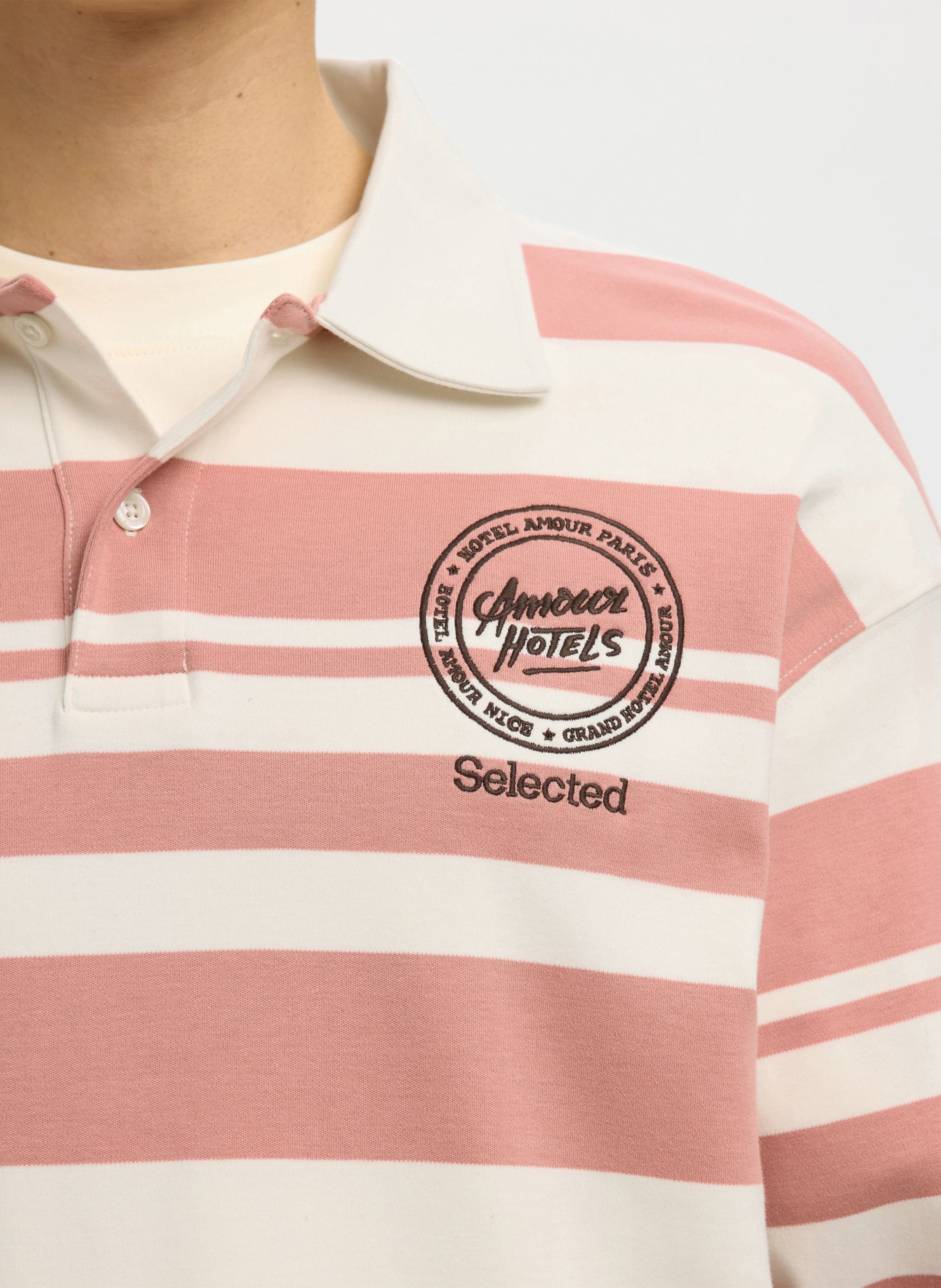 Polo à rayures SELECTED Beige