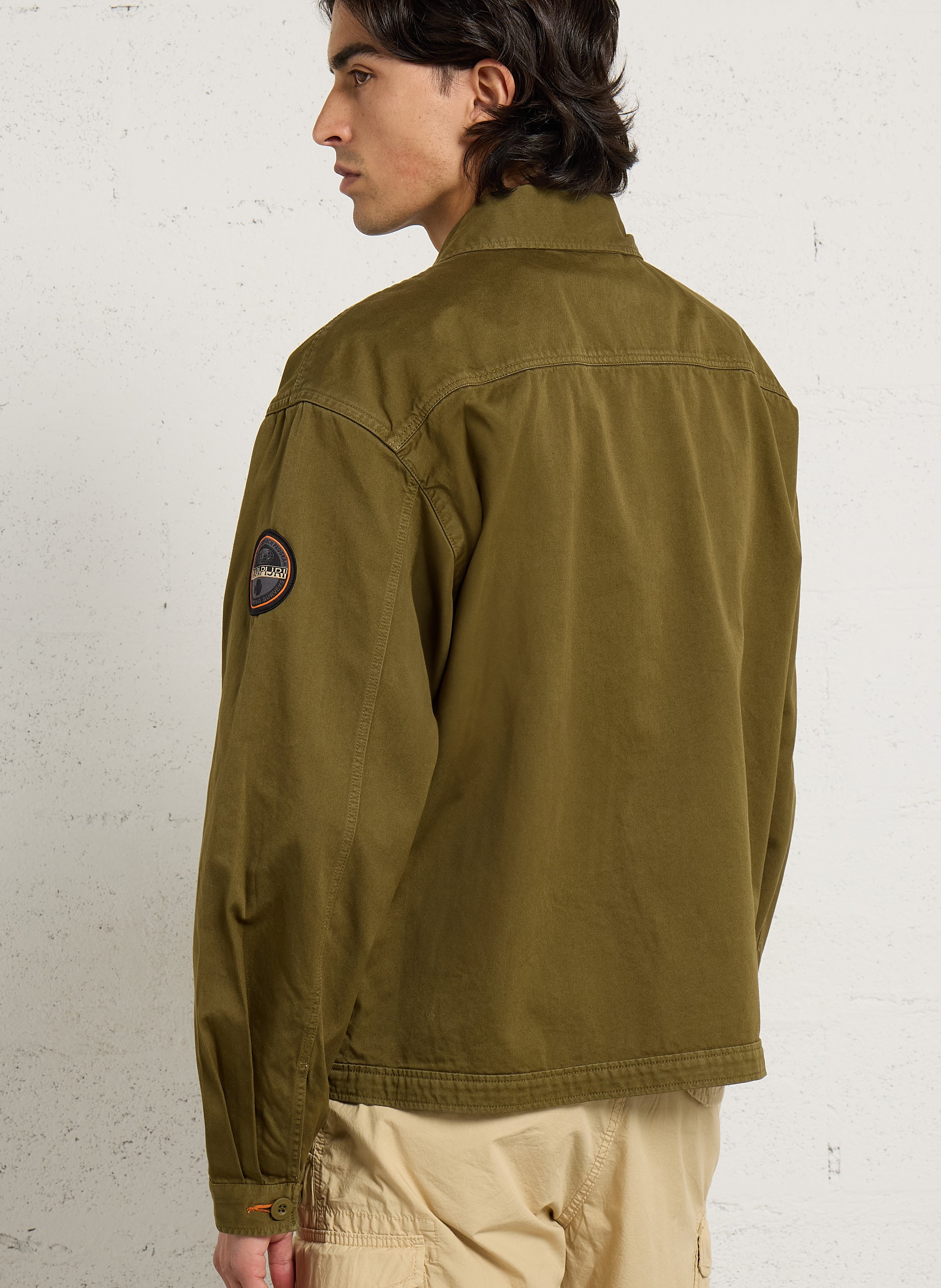 Jacke aus Baumwolle mit klassischem Kragen NAPAPIJRI Grun