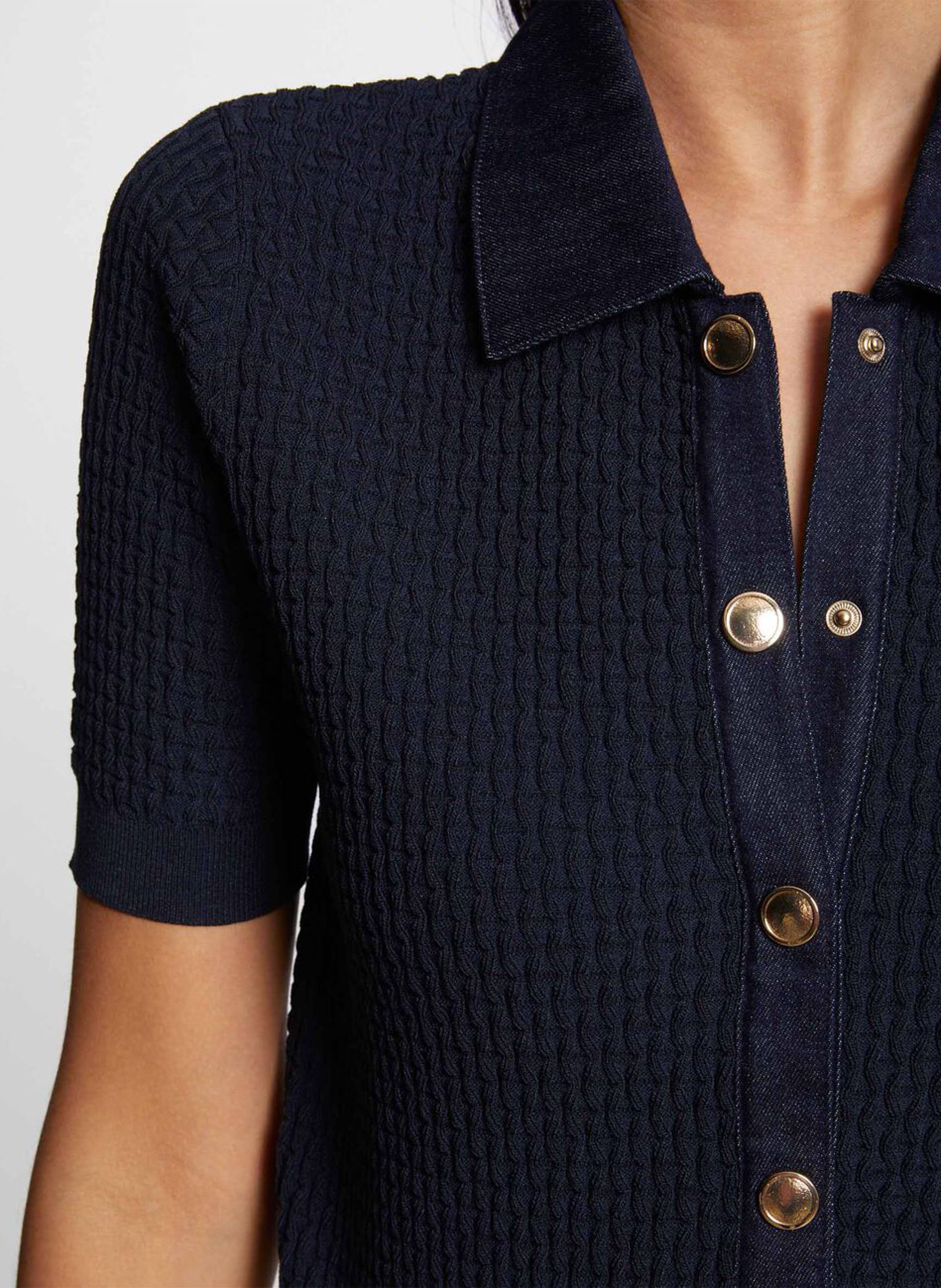 Gilet court ajusté à col revers MORGAN Bleu