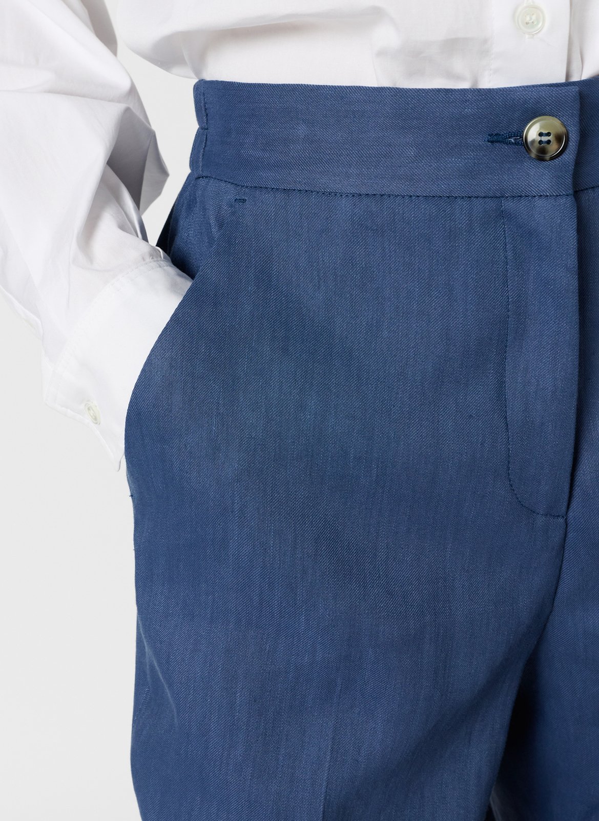 Pantalon droit en lin mélangé GERARD DAREL Bleu