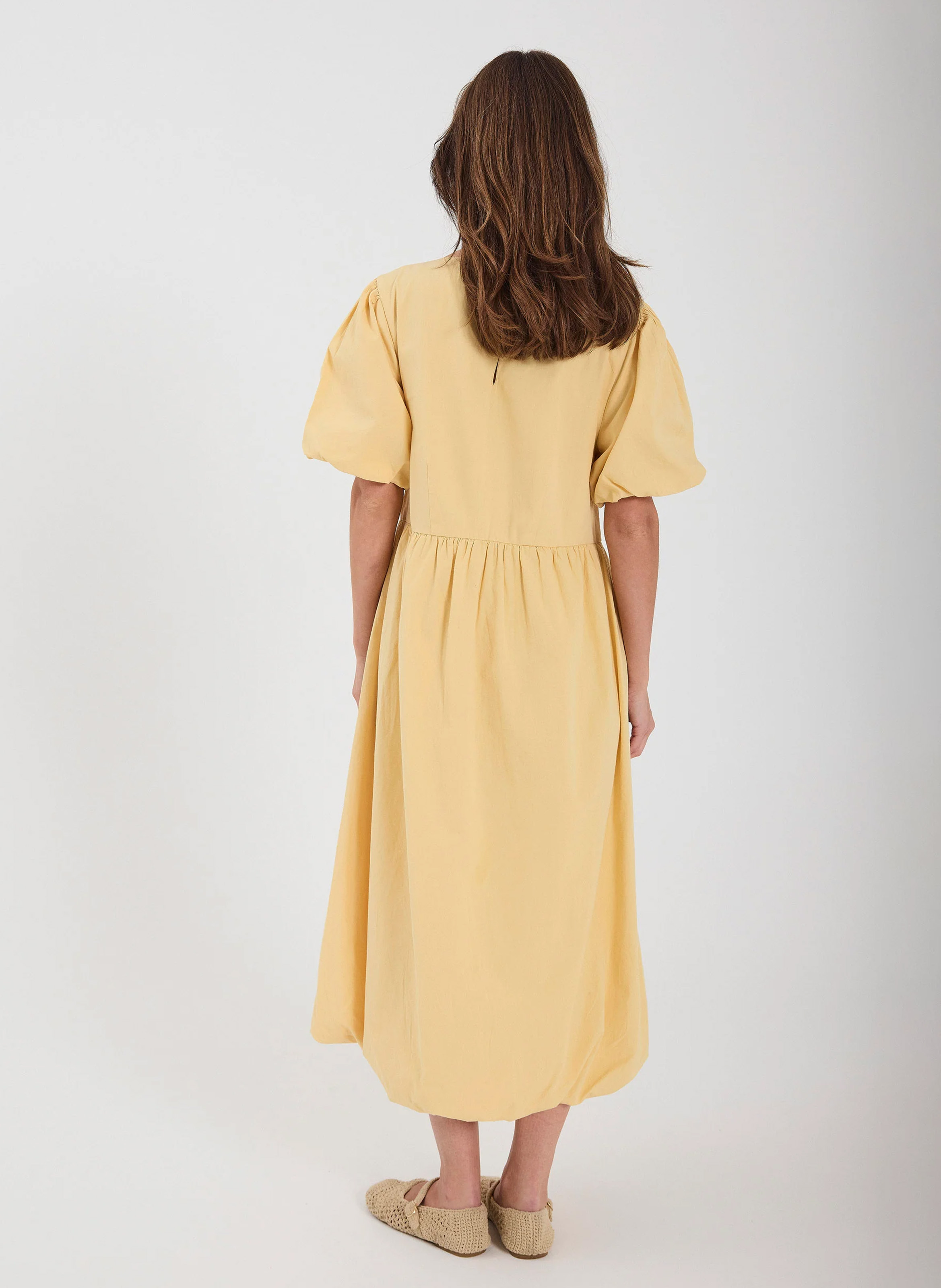 Long loose-fit cotton dress NORR Yellow