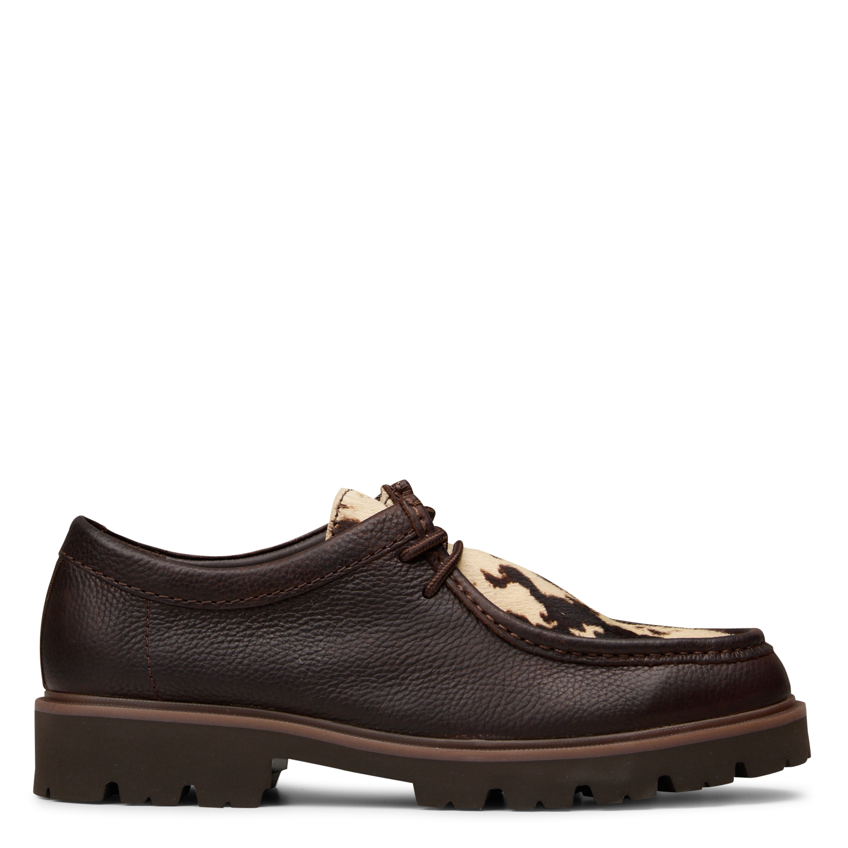 Animal print lace-up leather moccasins CLARKS Brown