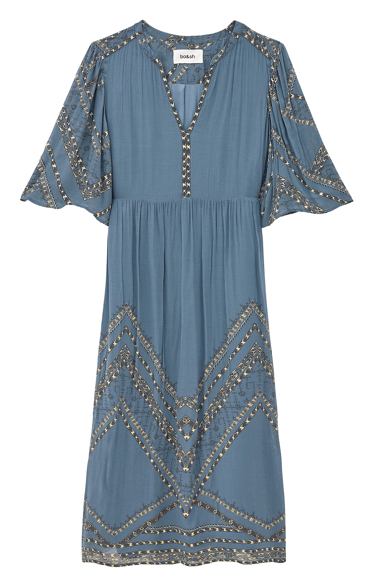 Gerade geschnittenes Midikleid mit Print BA&SH Blau