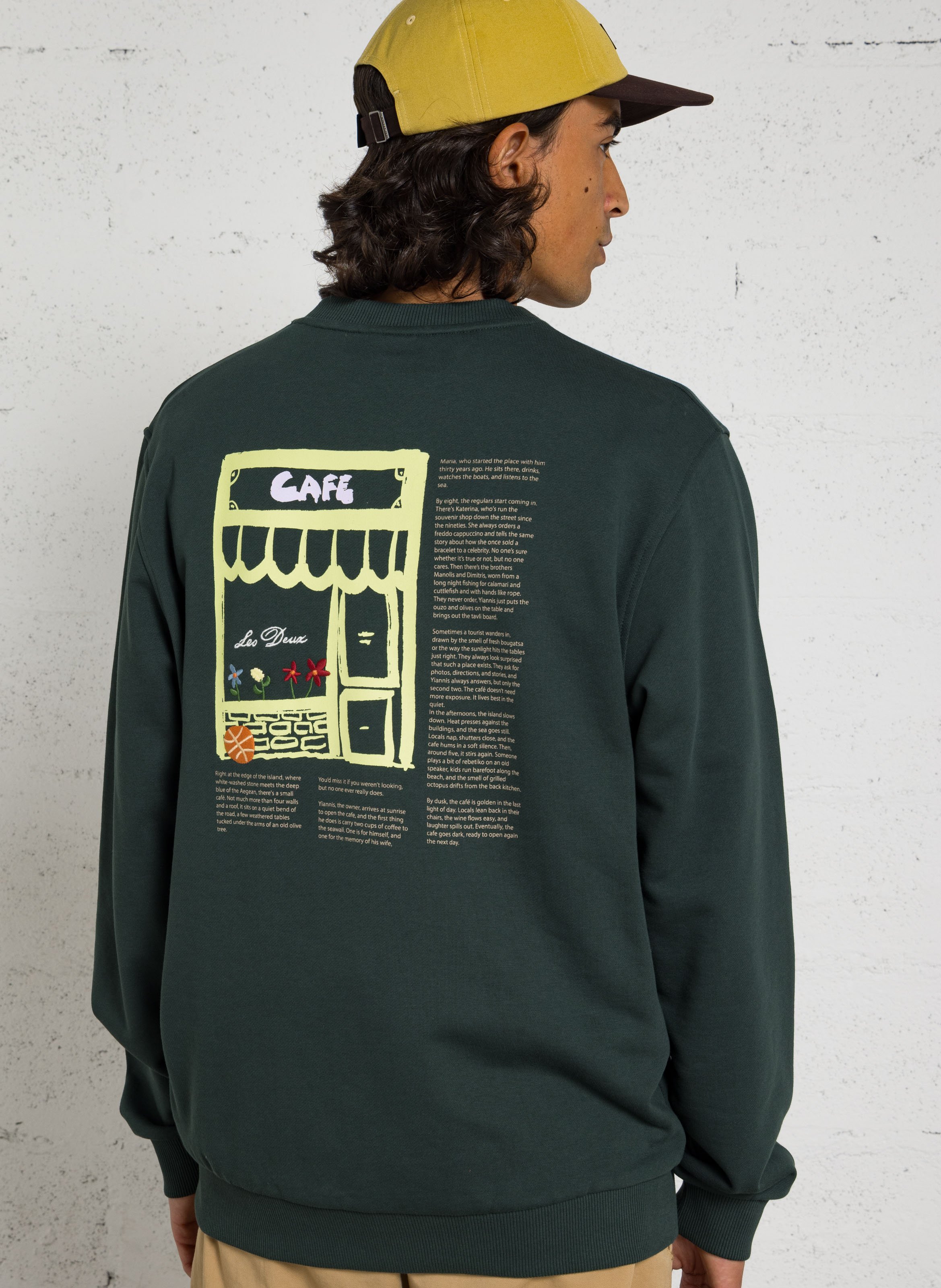 Sweat col rond en coton bio LES DEUX Vert