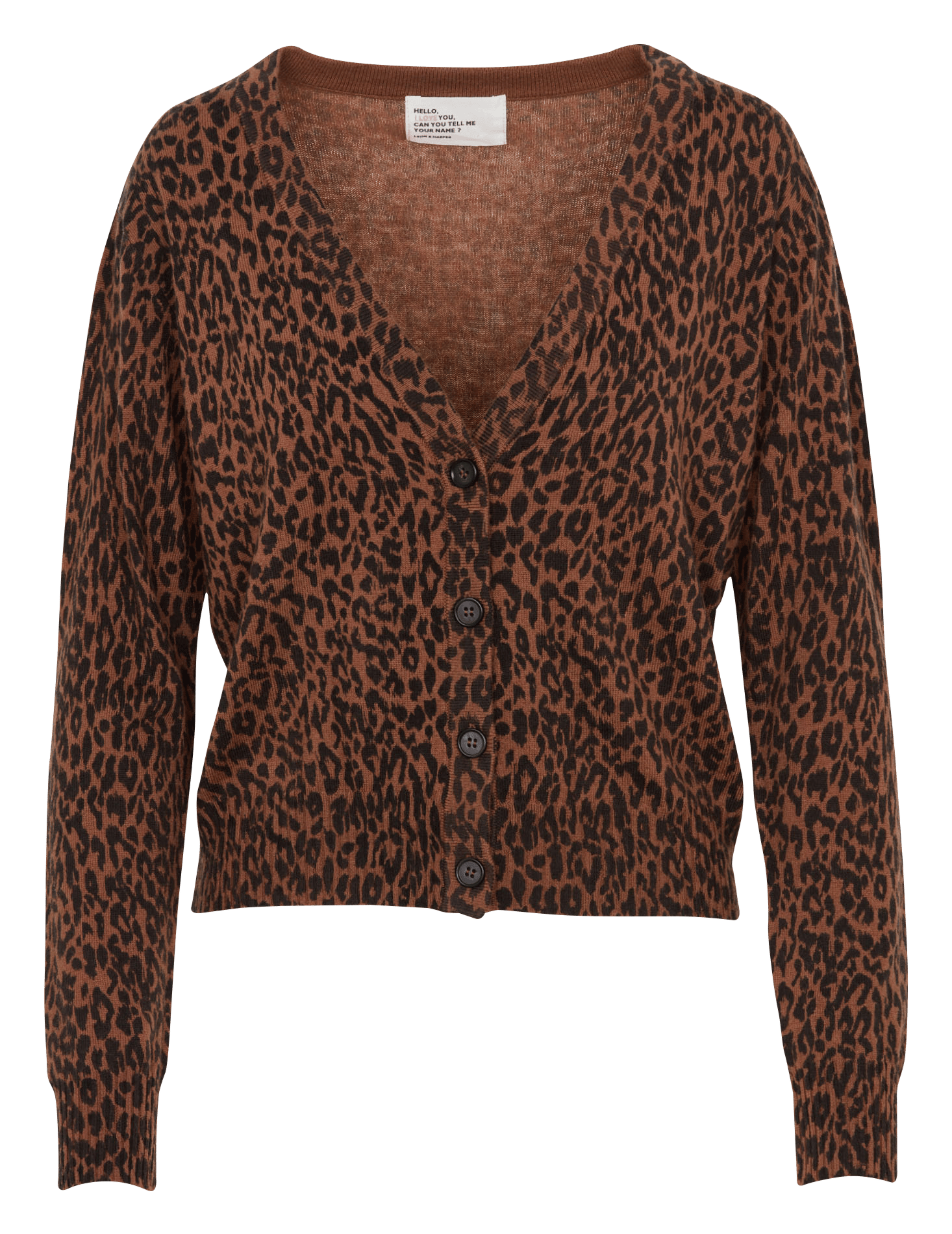 Gerader bedruckter Wollmix-Cardigan LEON & HARPER