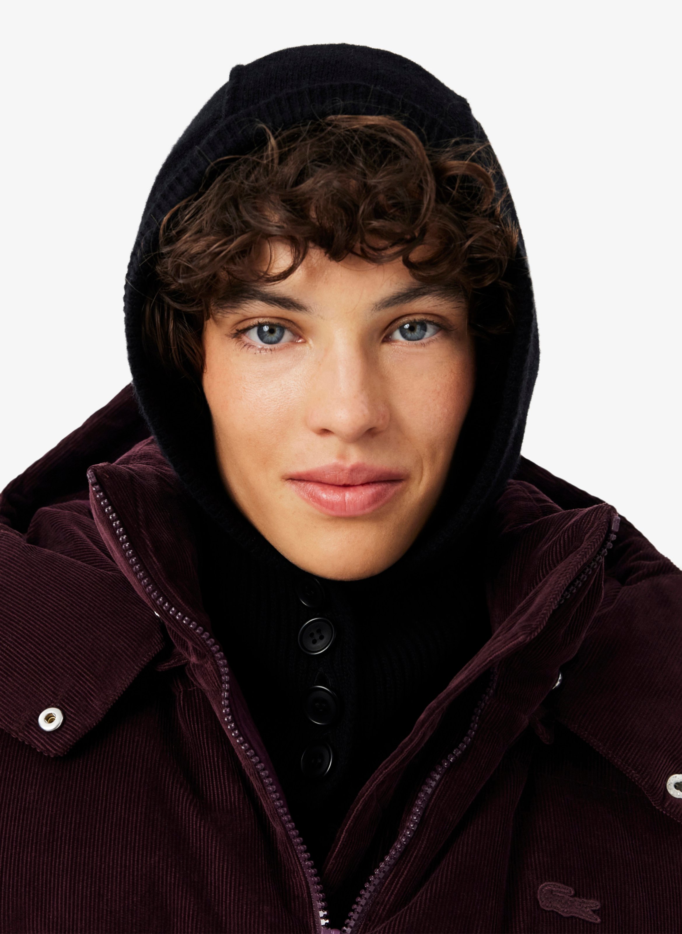 Merino wool hooded jacket LACOSTE Black