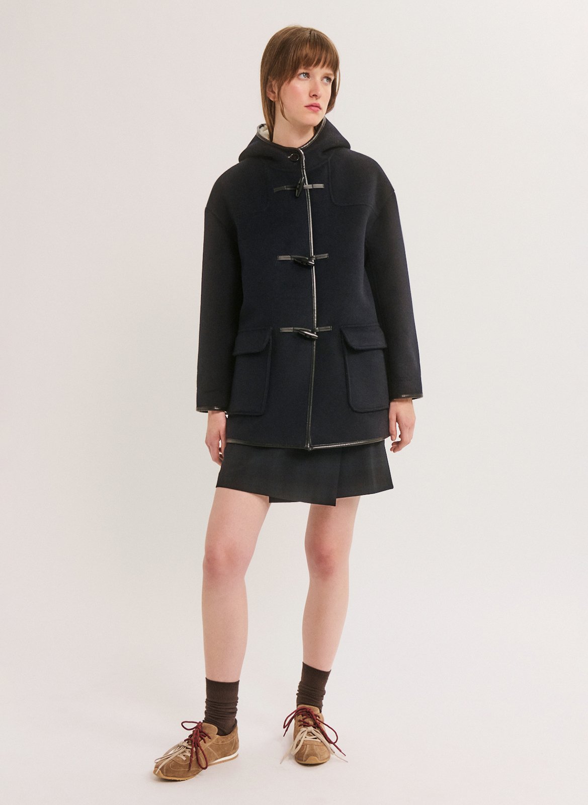 Manteau droit col à capuche PABLO Blauw