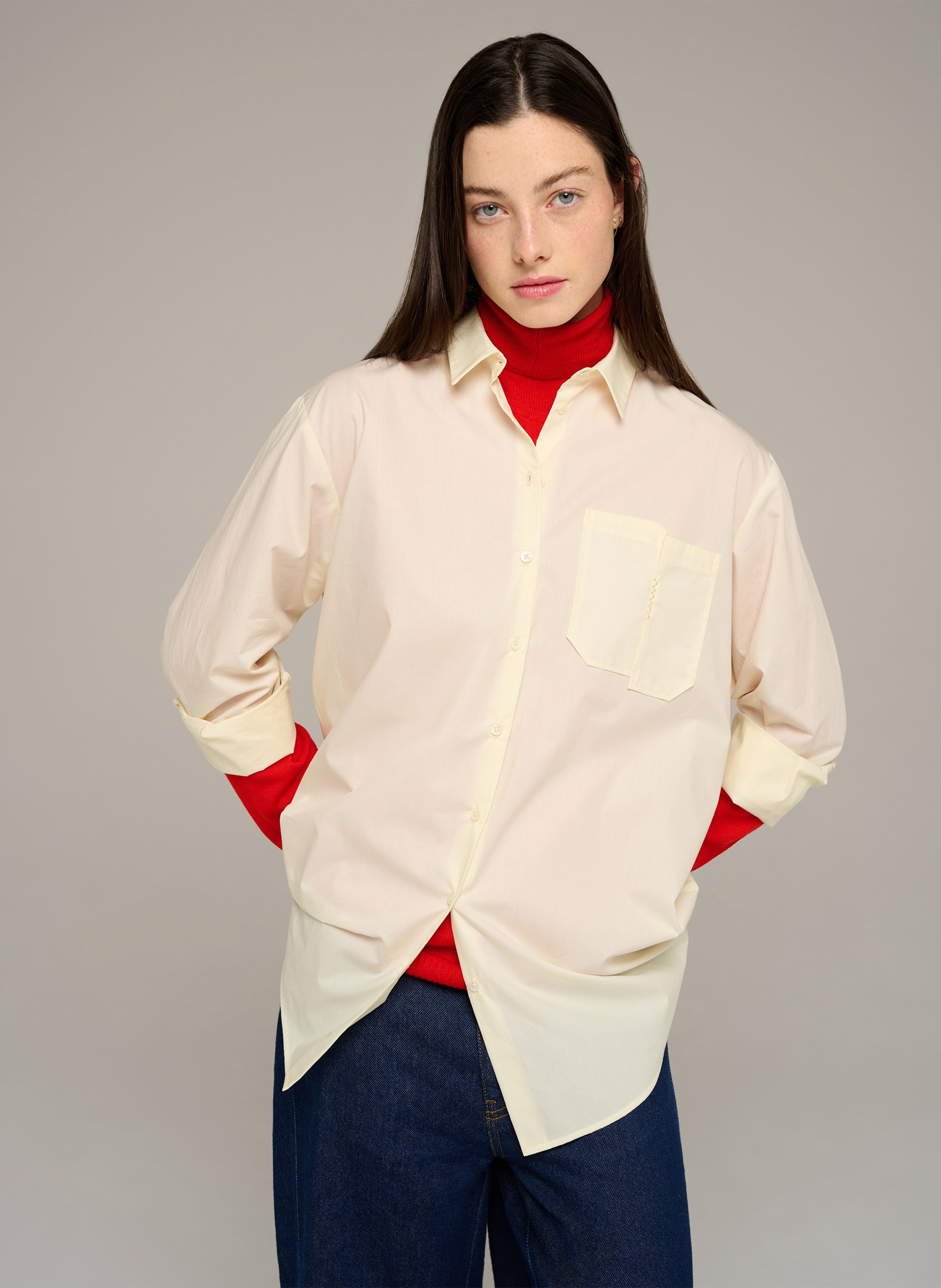Blouse van biokatoen met klassieke kraag COTELAC ACOTE