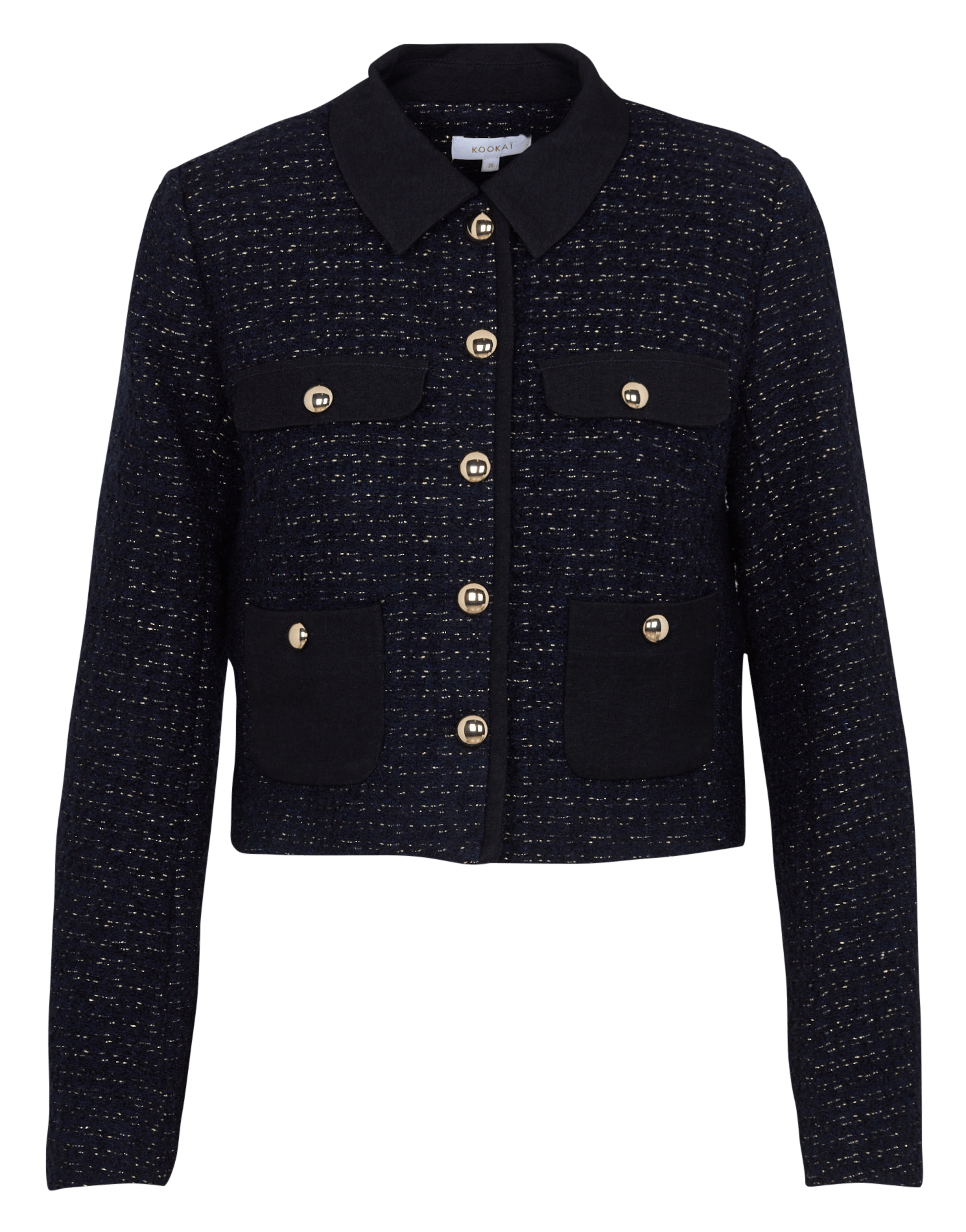 Veste courte droite en tweed KOOKAI Bleu