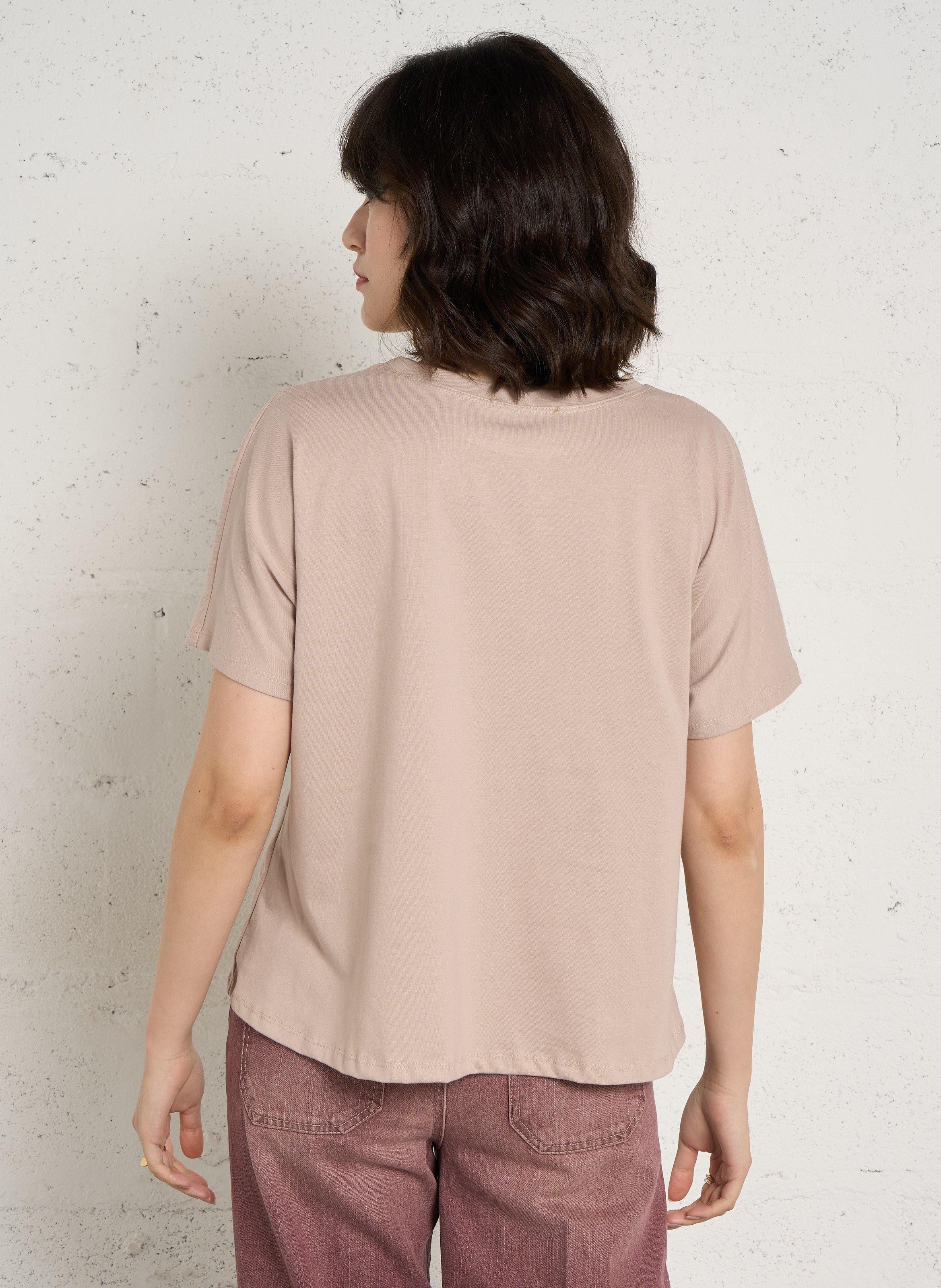 Weit geschnittenes Baumwoll-T-Shirt PLEASE Braun