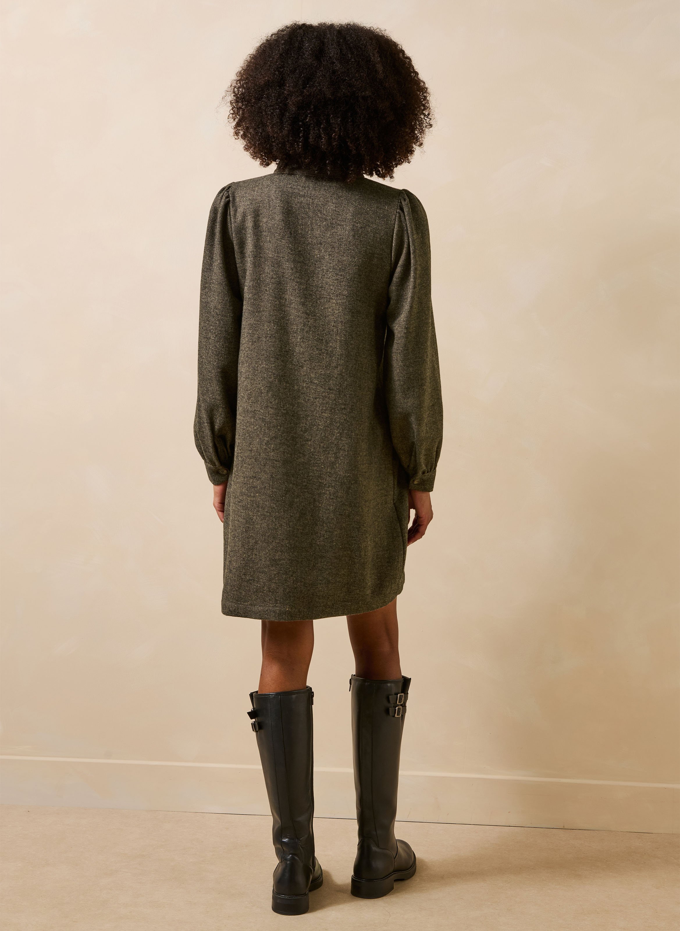 Robe ample à col montant boutonnée LA FEE MARABOUTEE Marron