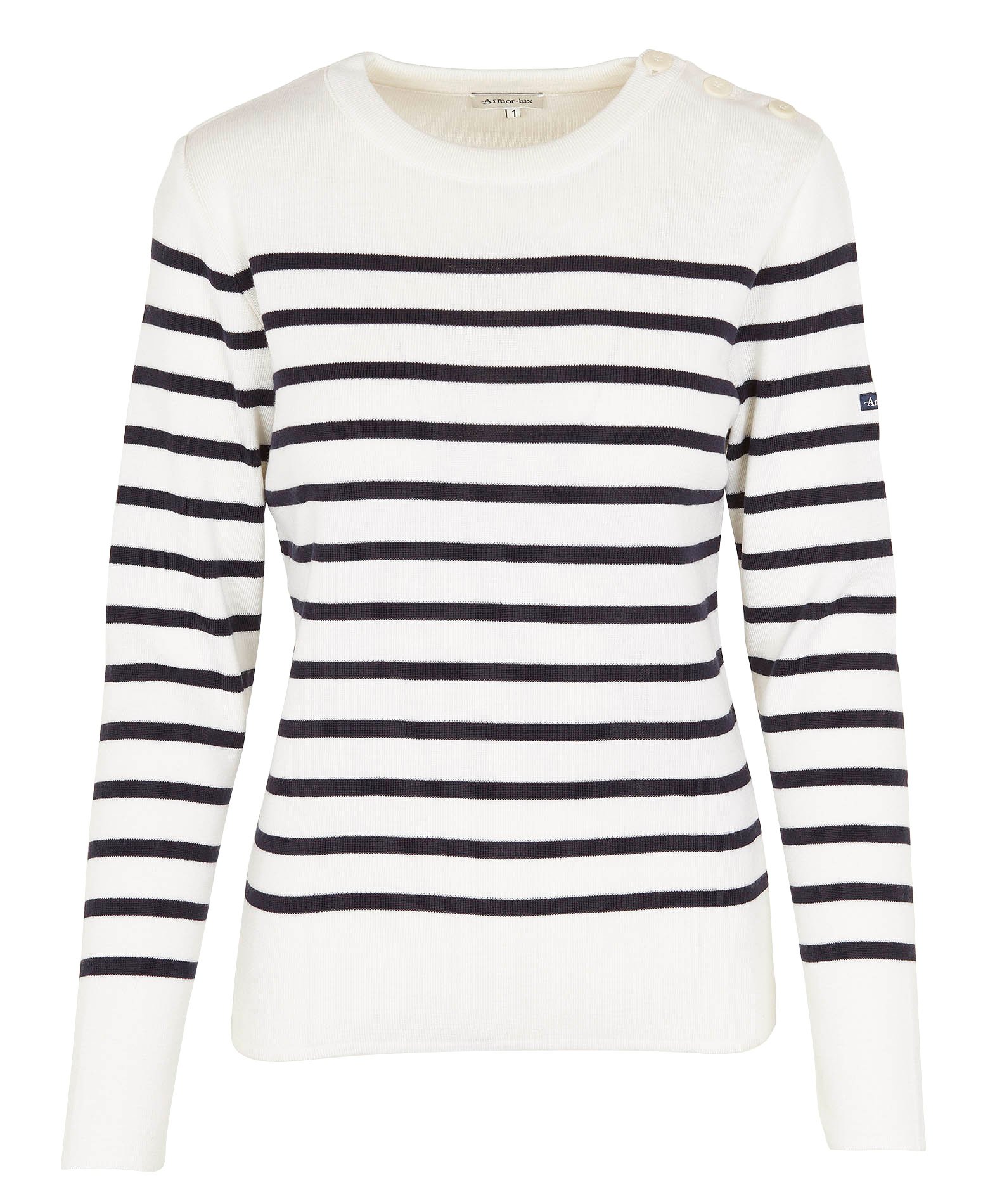 Pull col rond rayé en laine ARMOR LUX Bleu