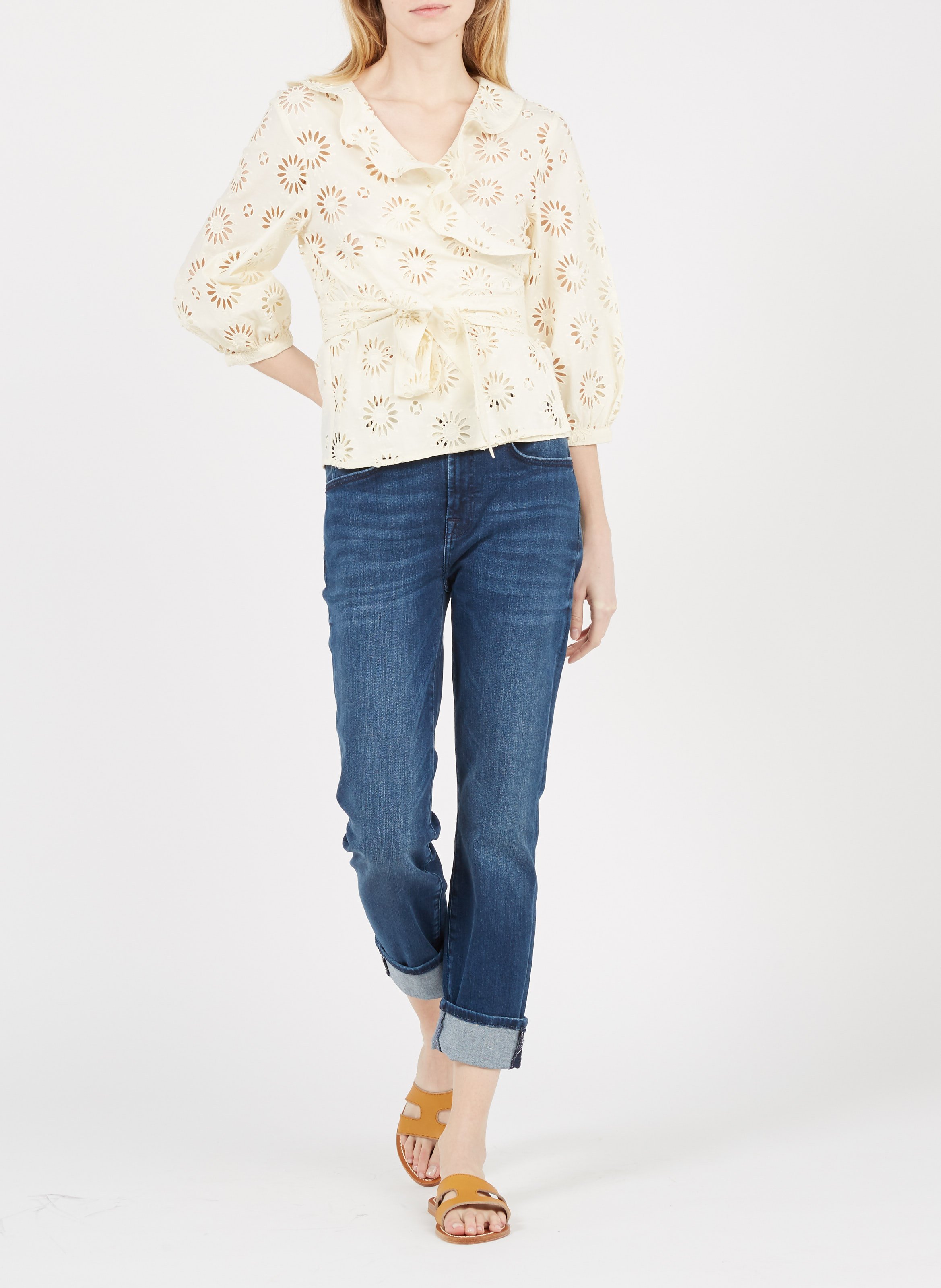 Platte leren muiltjes K JACQUES Bruin