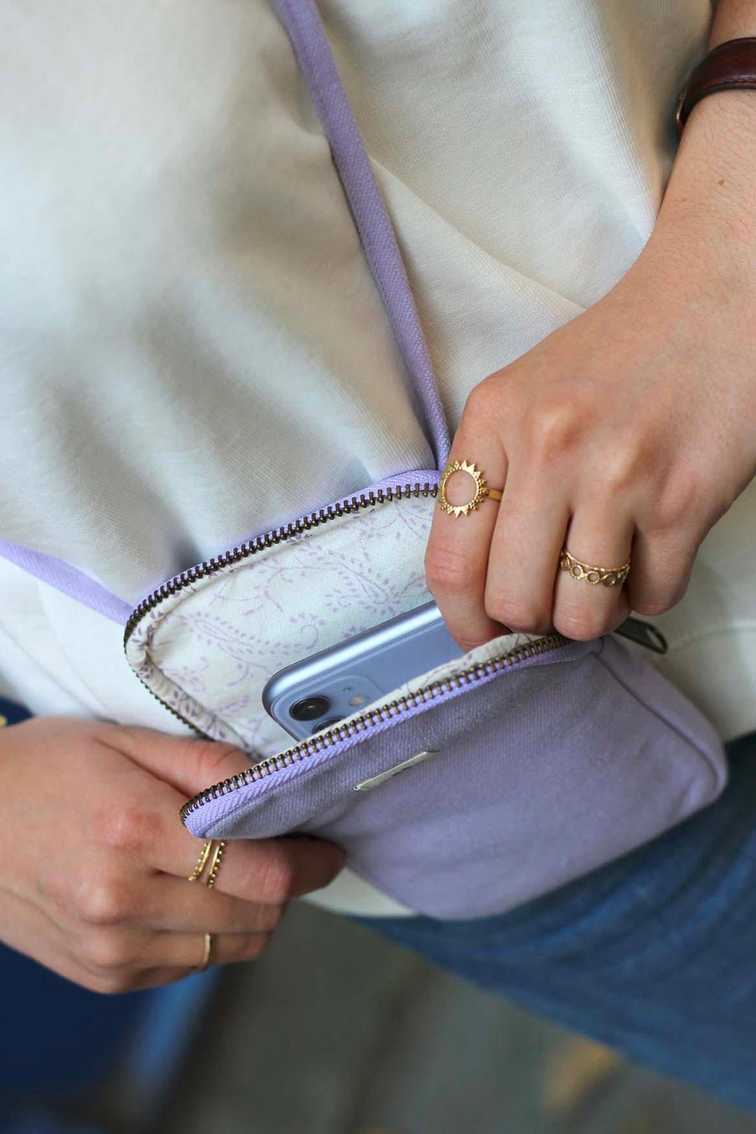 Cotton phone pouch Purple