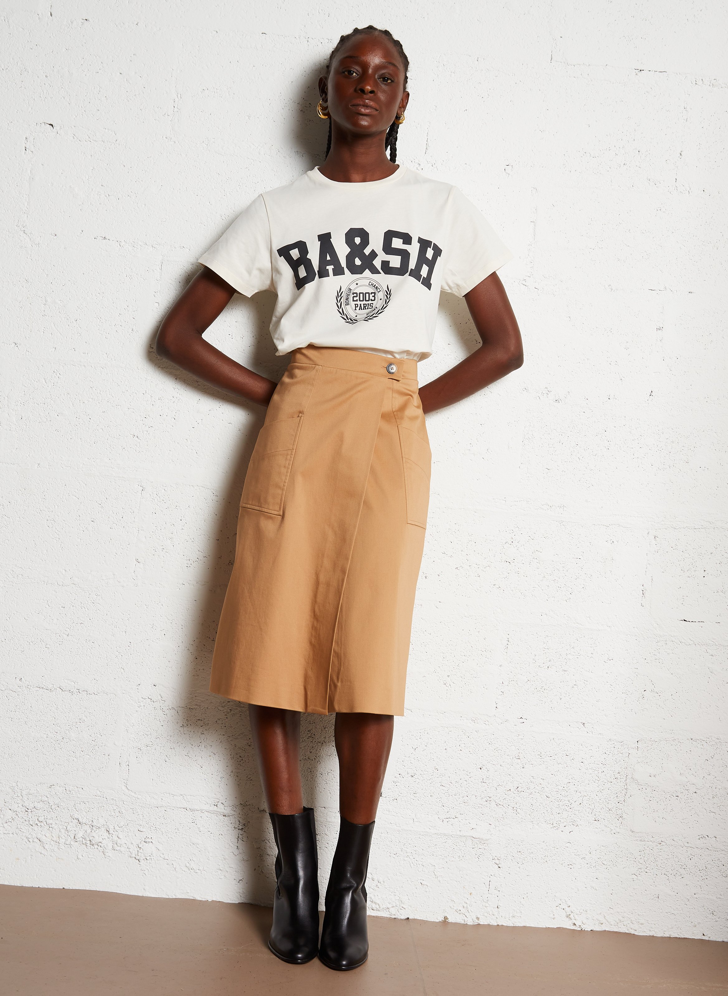 Camiliday round-neck sleeveless cotton top BA&SH Beige