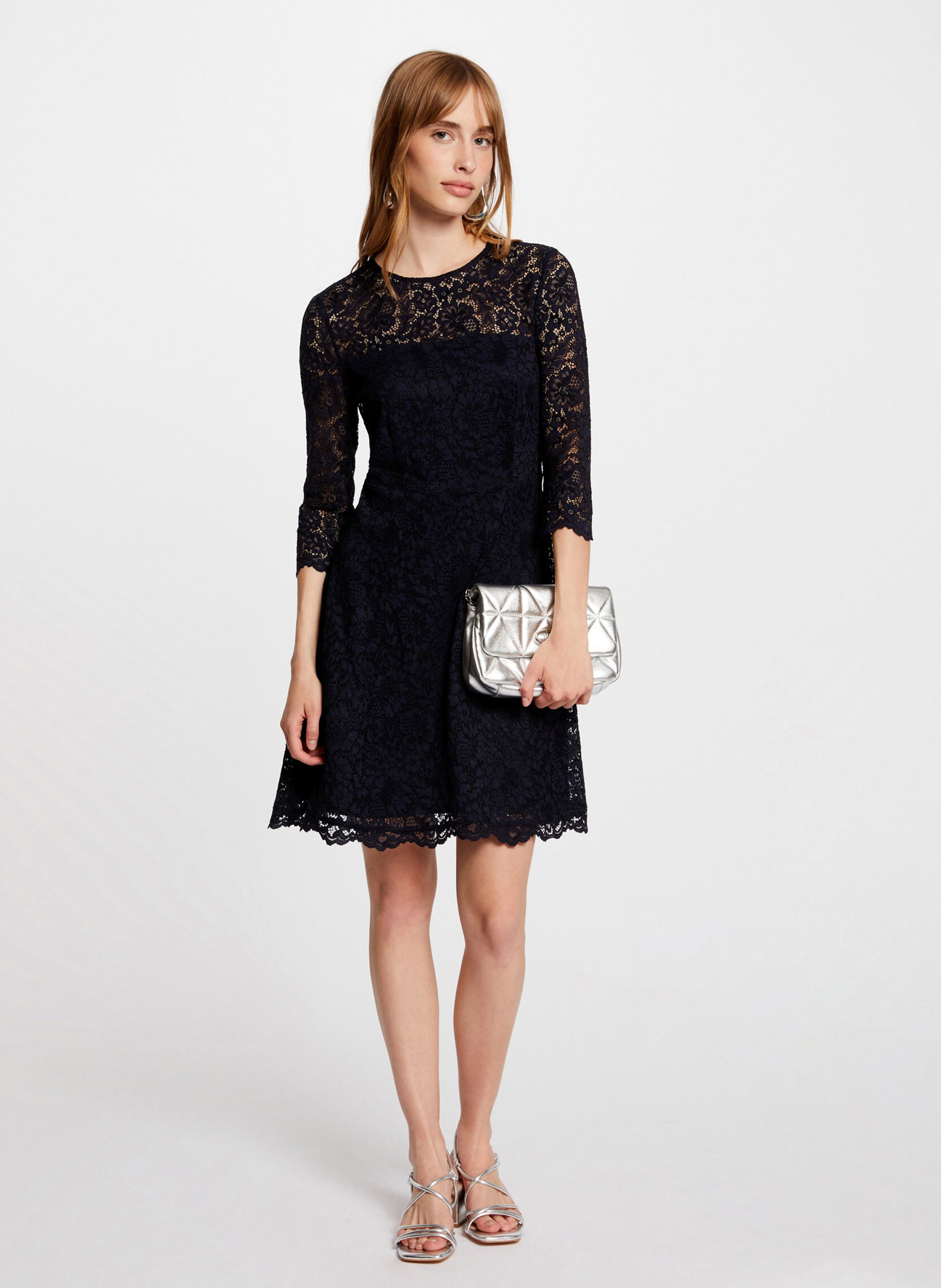 Robe courte en dentelle  MORGAN Bleu