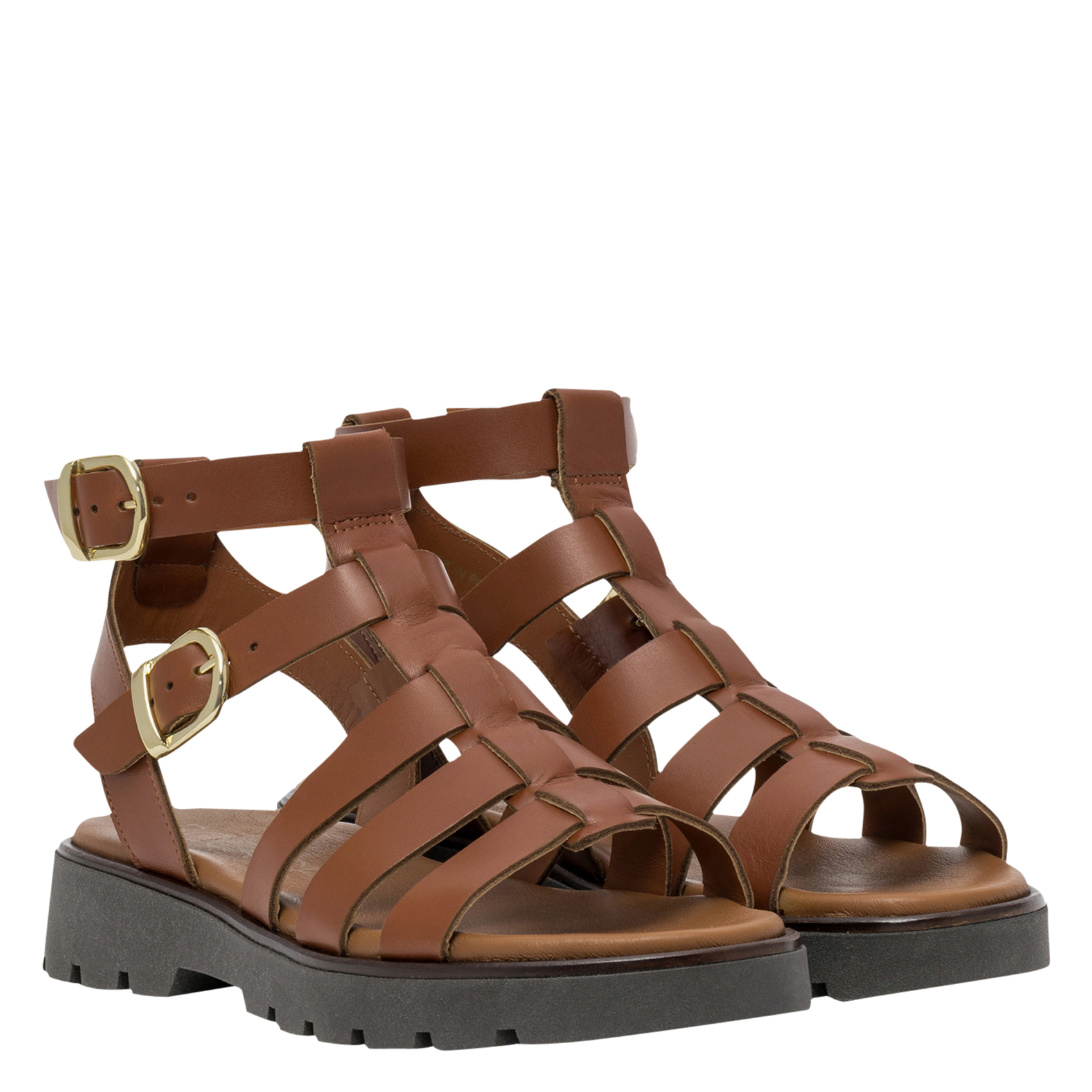 Flache Ledersandalen BOCAGE Braun