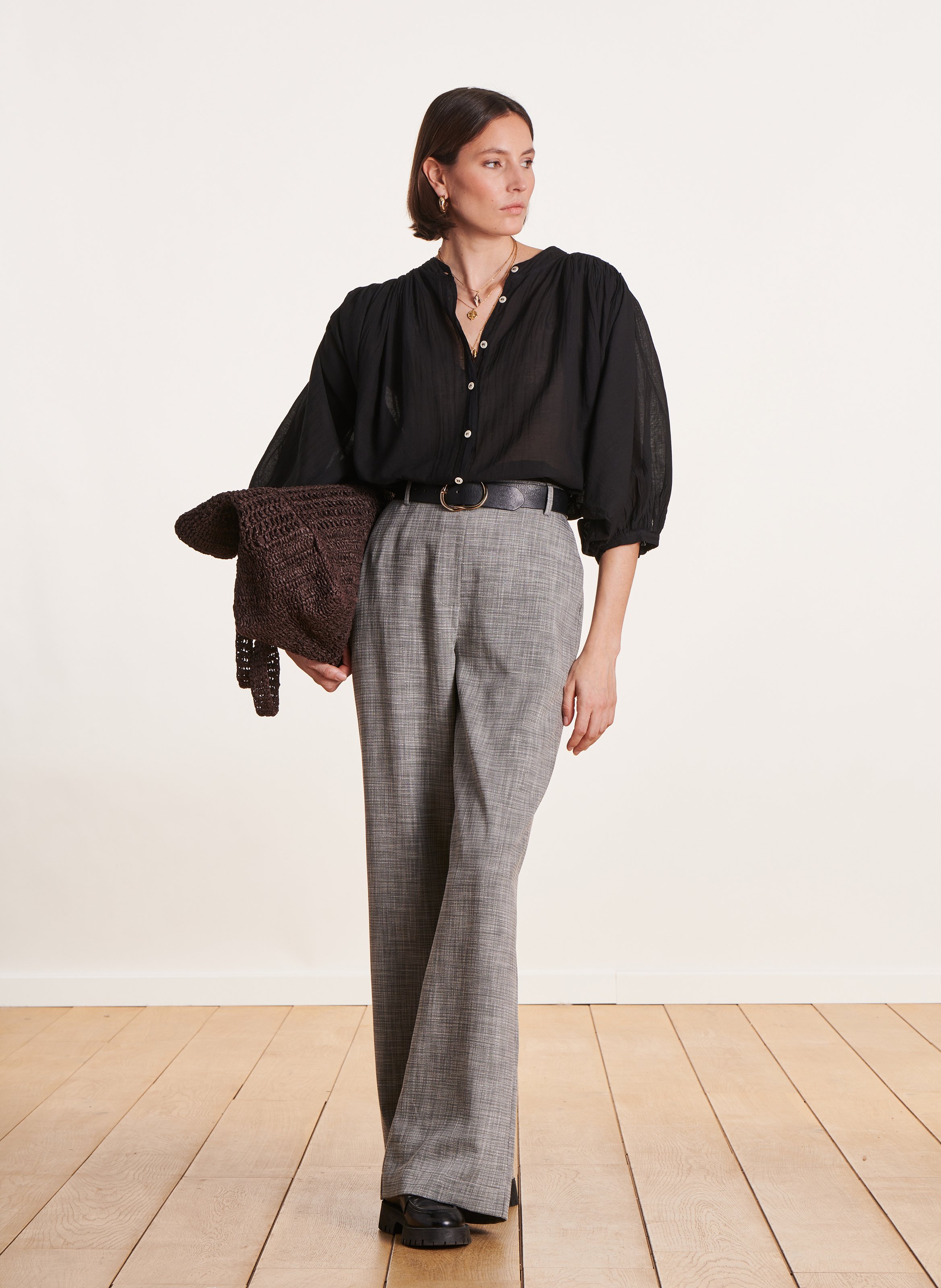 Capri plain oversized shirt LA FEE MARABOUTEE Black