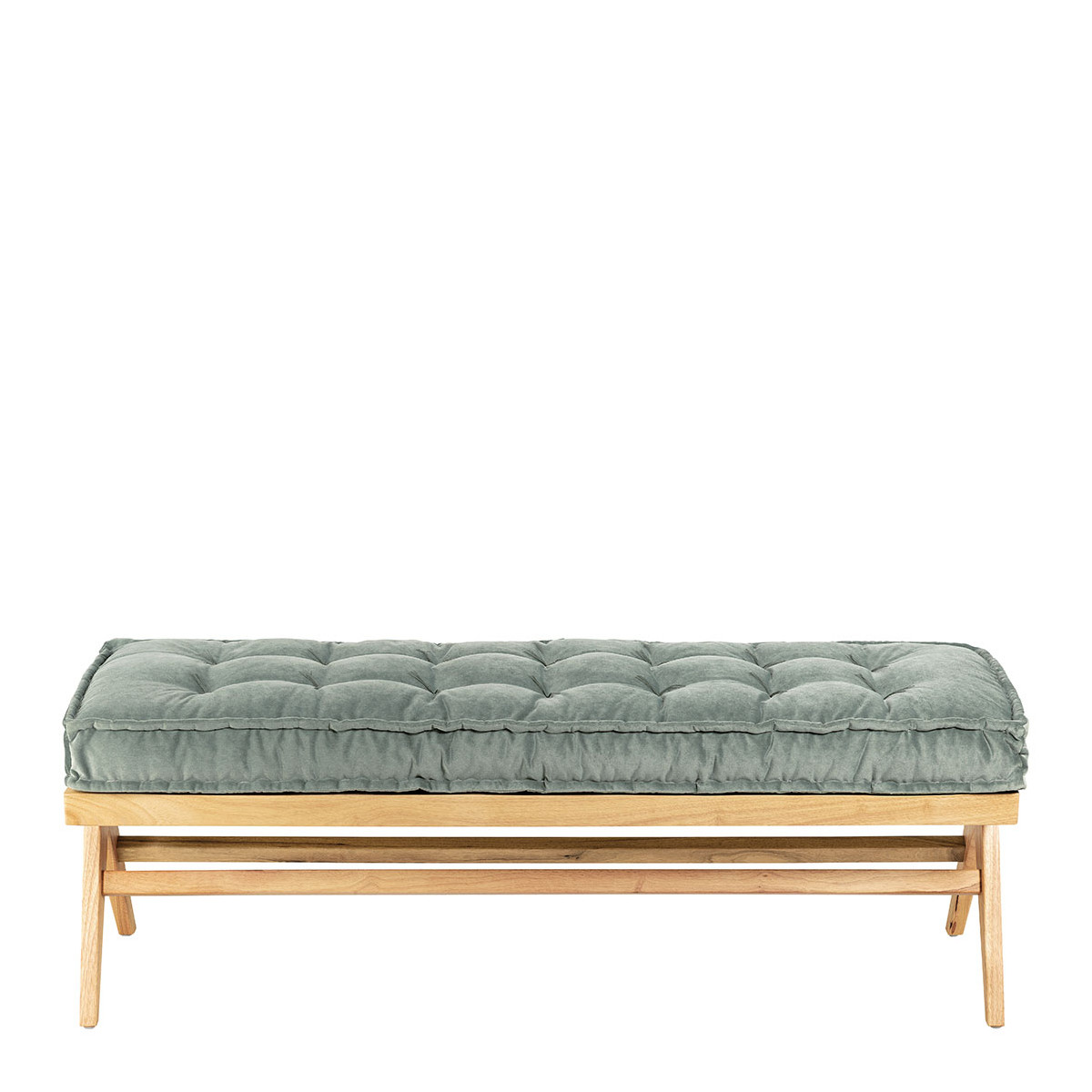 Banc mena et matelas en velours - vert de gris BLANC D'IVOIRE Vert
