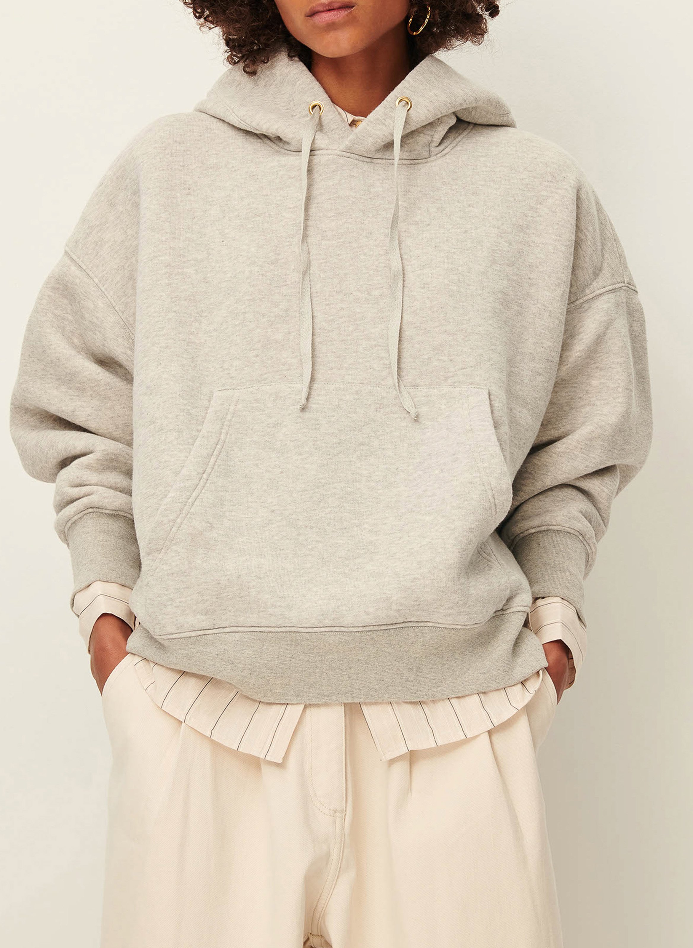 Sweat oversize à capuche en coton SESSUN Gris