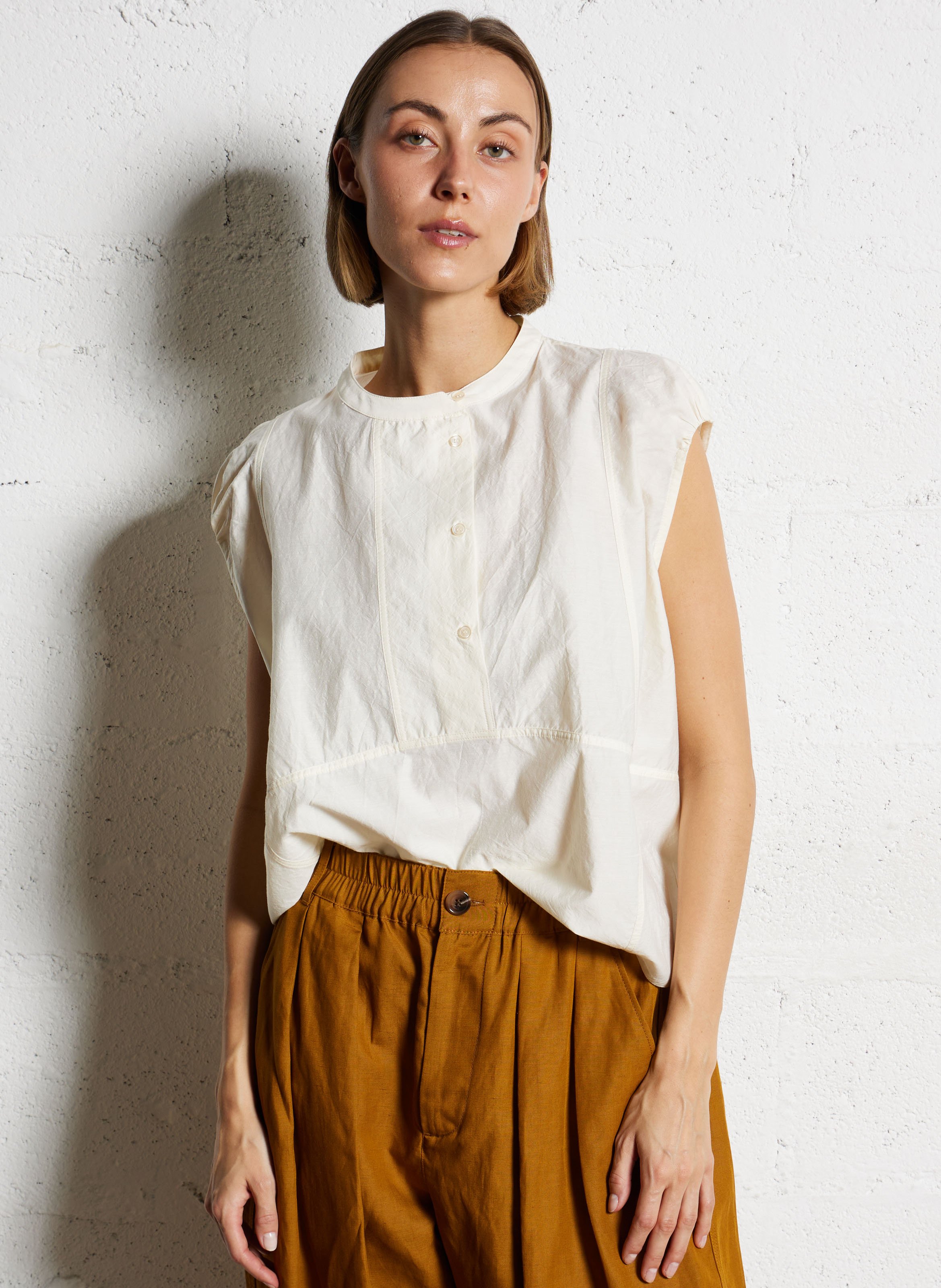 Blouse oversize en coton mélangé SOEUR Beige