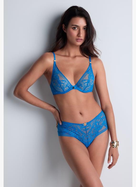 A la Folie kohl black underwired triangle bra | Blue by AUBADE A la Folie kohl black underwired triangle bra Blue