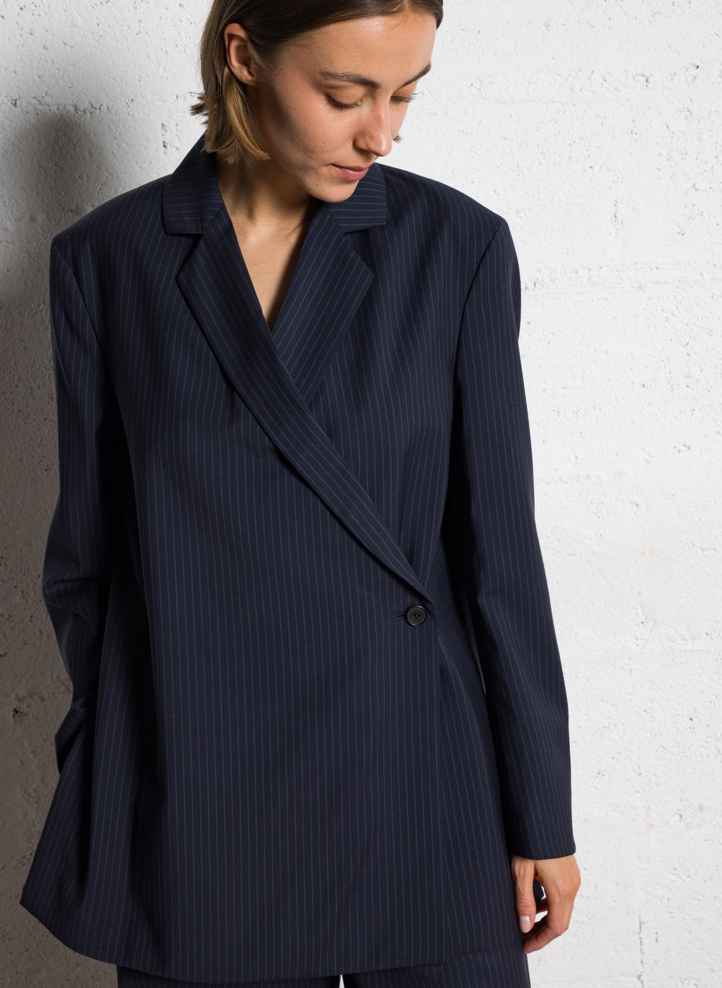 Straight wool blazer coat RUE DE TOKYO Blue