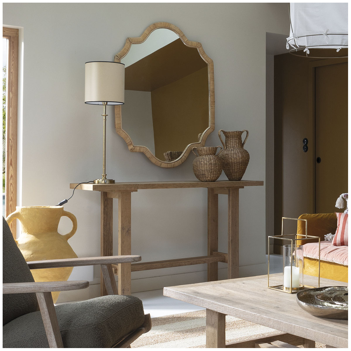 Natural rattan mirror BLANC D'IVOIRE Beige