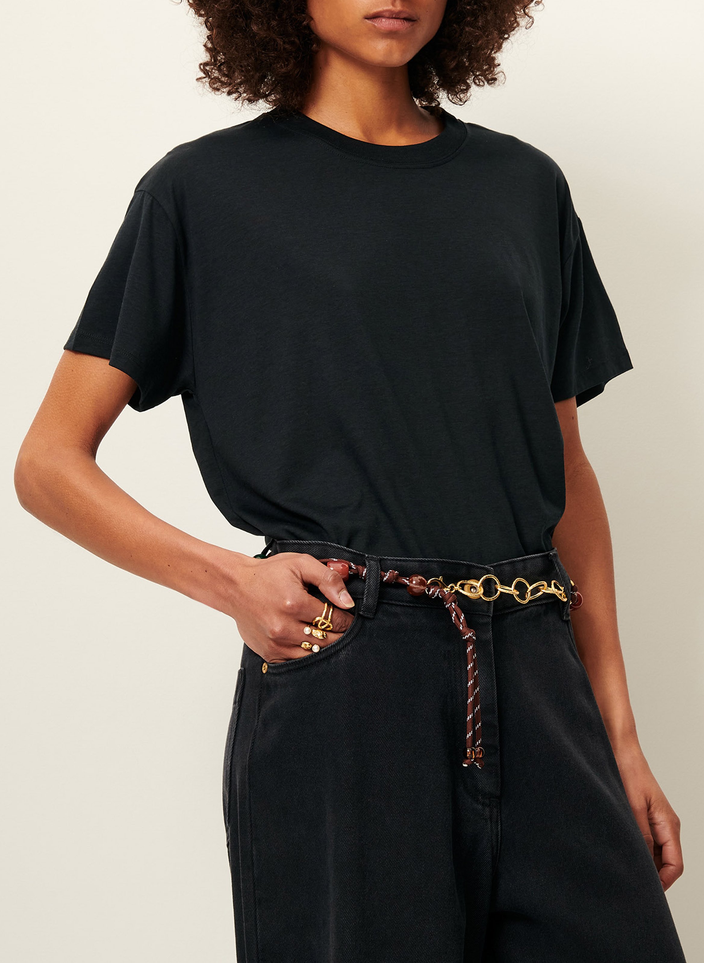 Tee-shirt ample col rond fluide SESSUN Noir