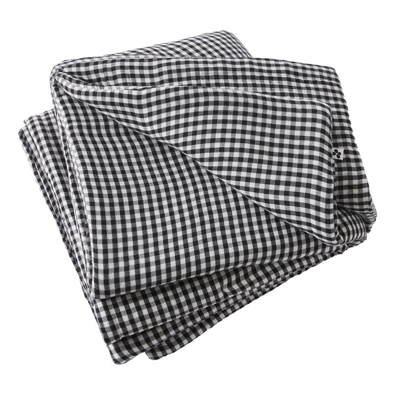 Cotton gauze bedspread or end-of-bed throw L'EFFET PAPILLON Black